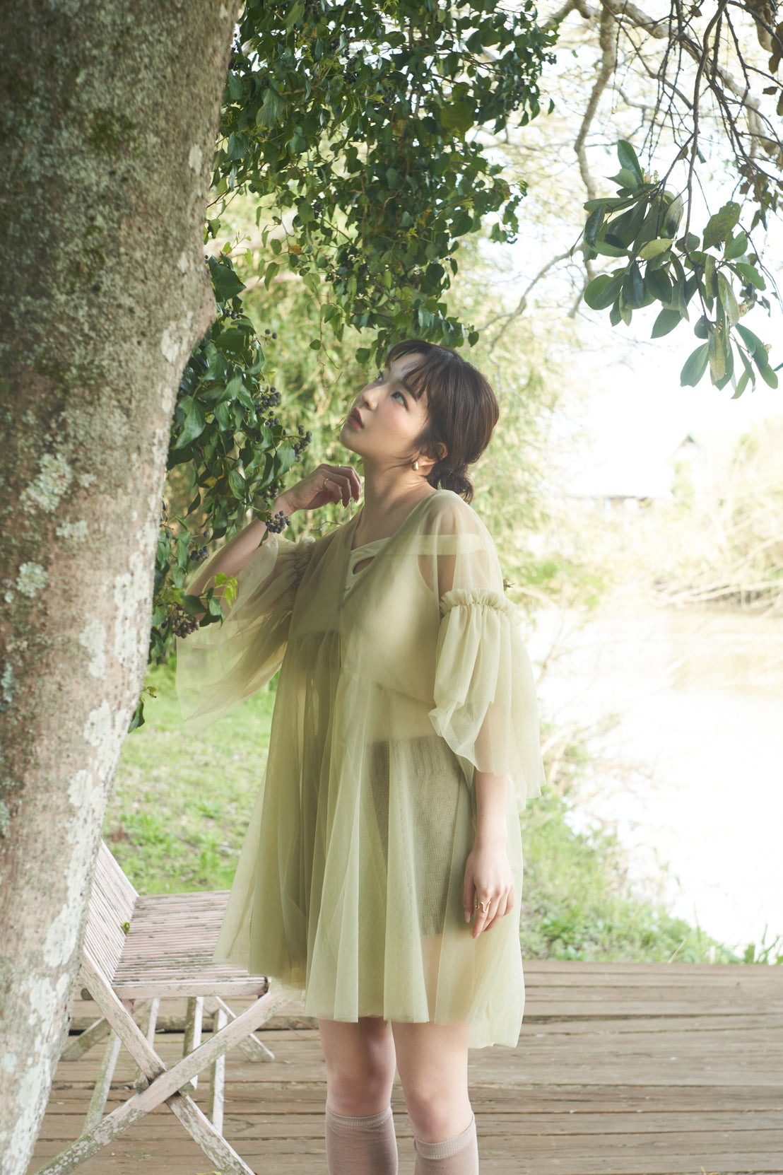 asymmetry tulle tunic
