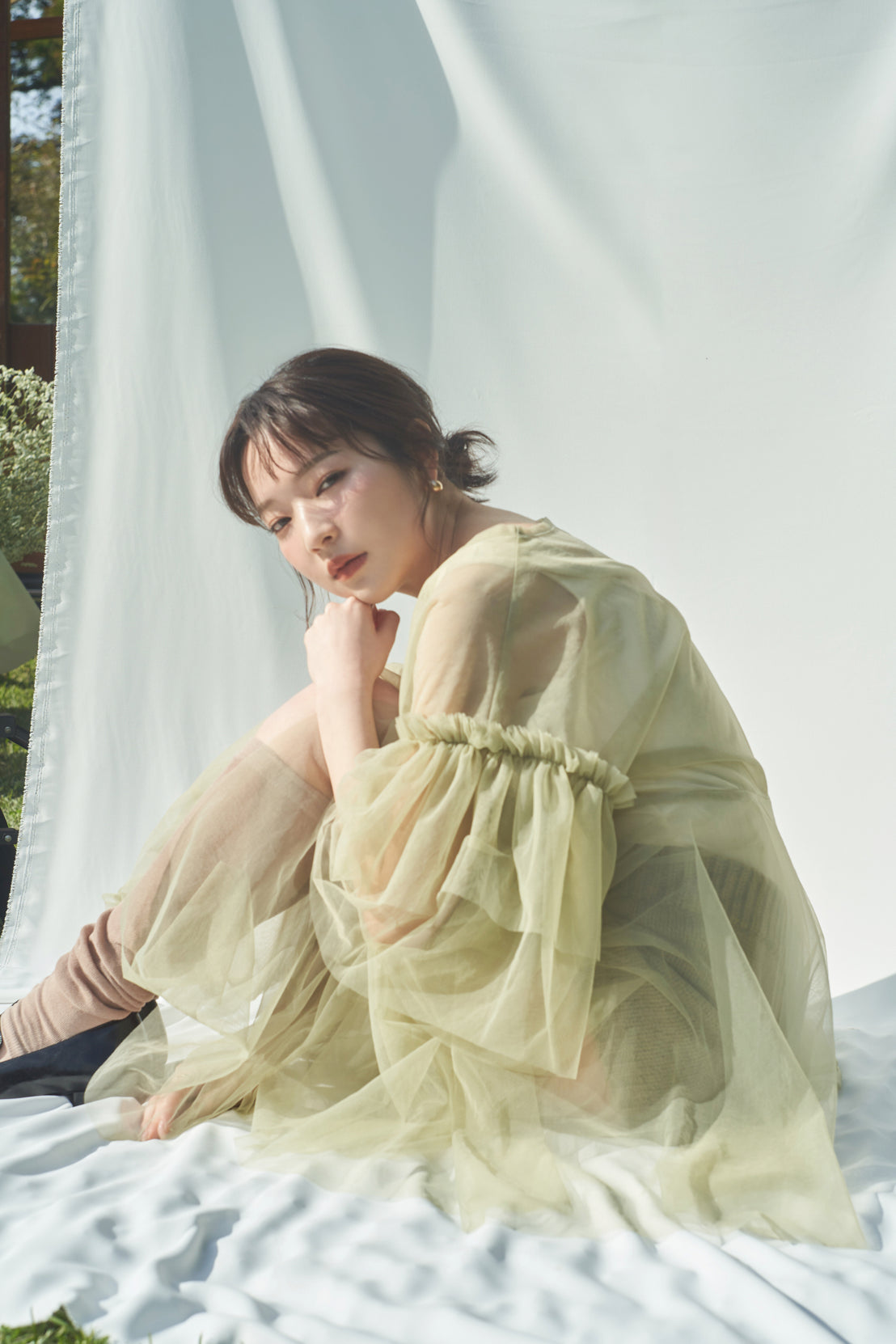 asymmetry tulle tunic