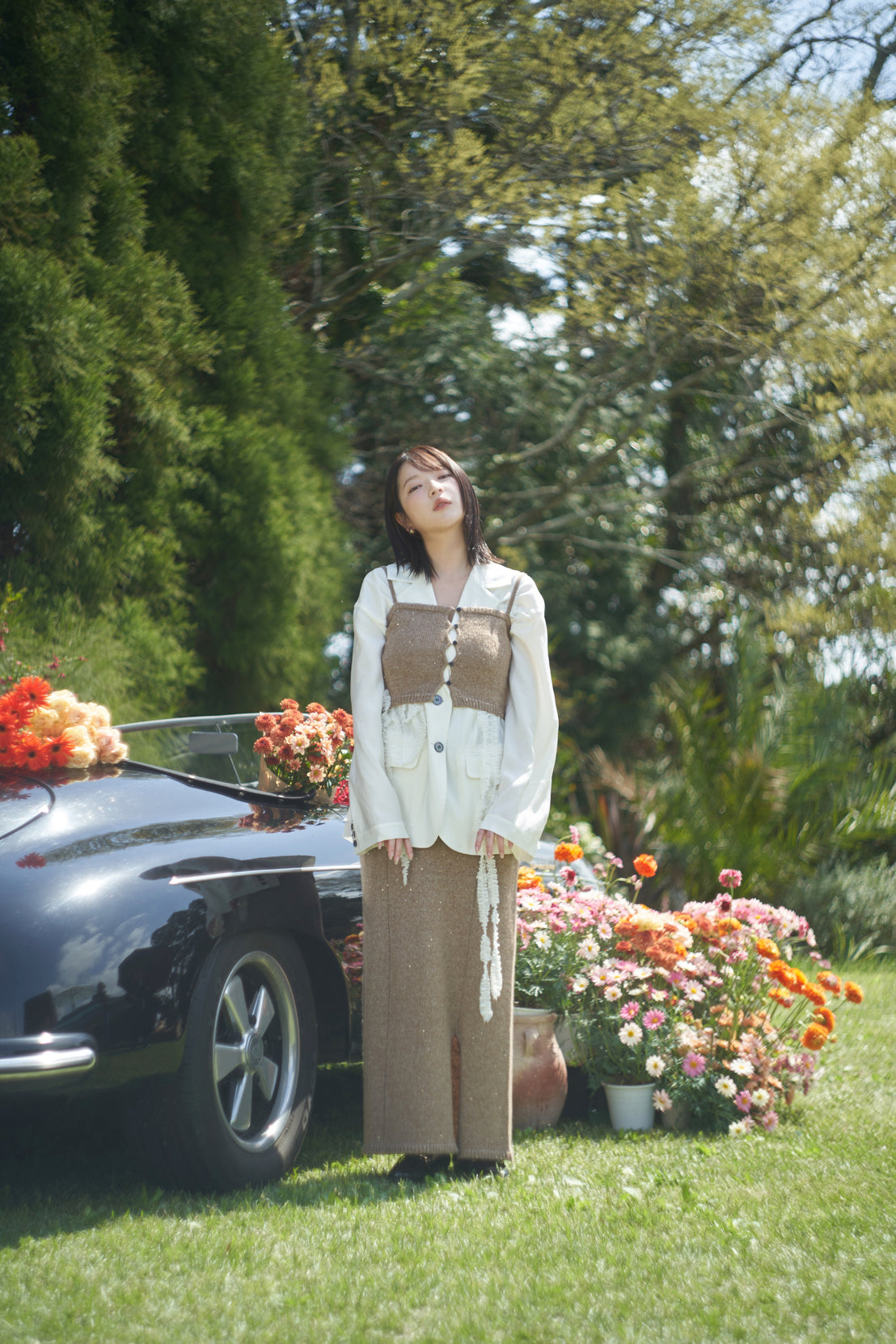 tulle pattern sheer jacket