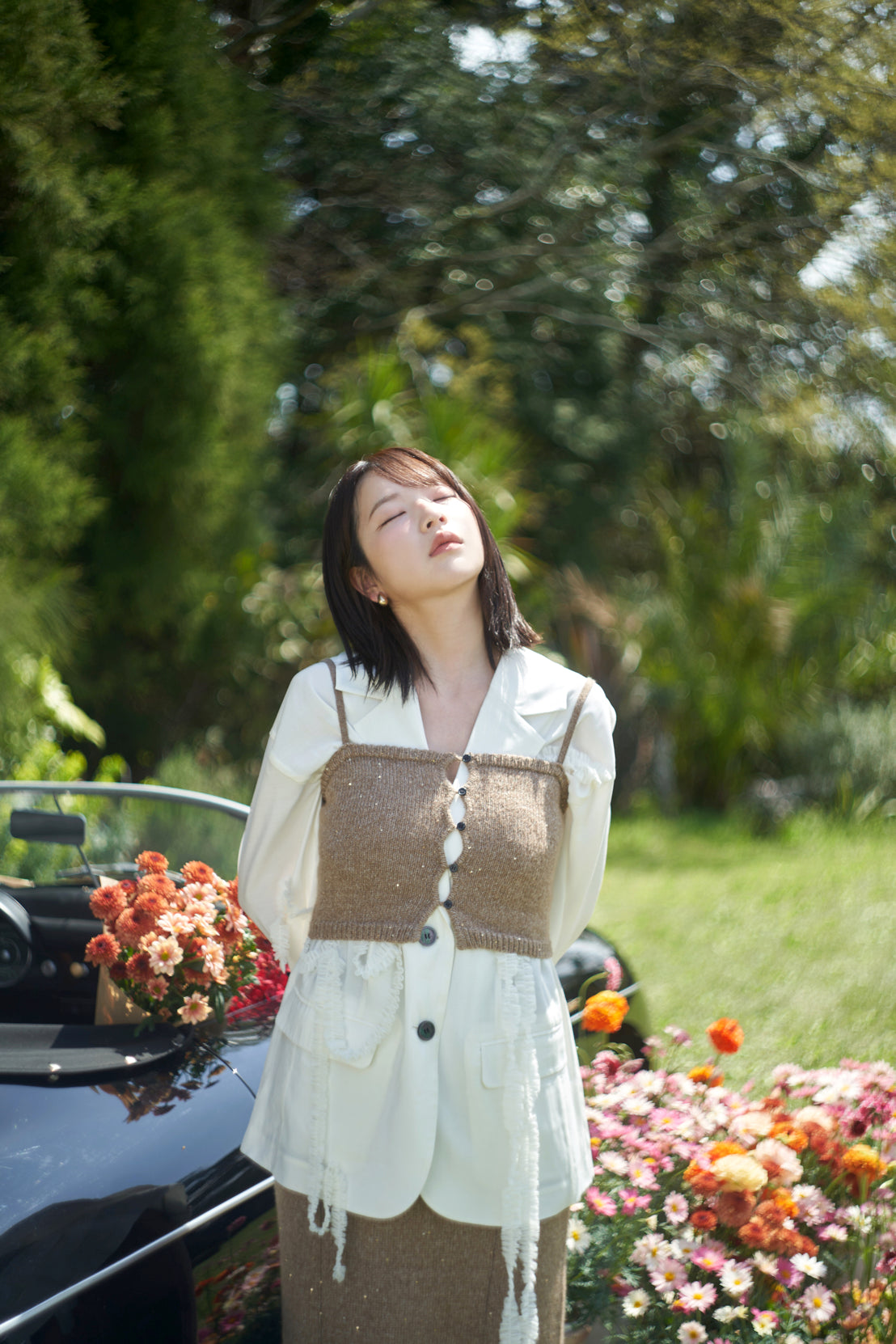 tulle pattern sheer jacket