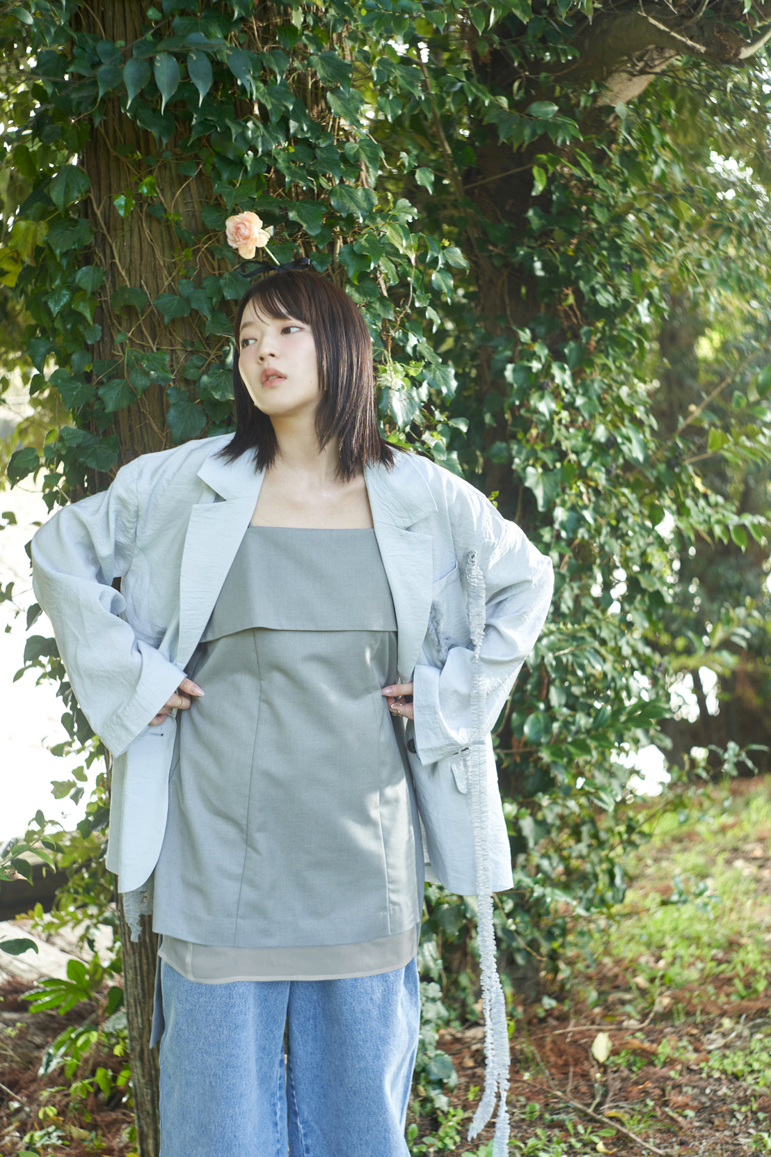 tulle pattern sheer jacket