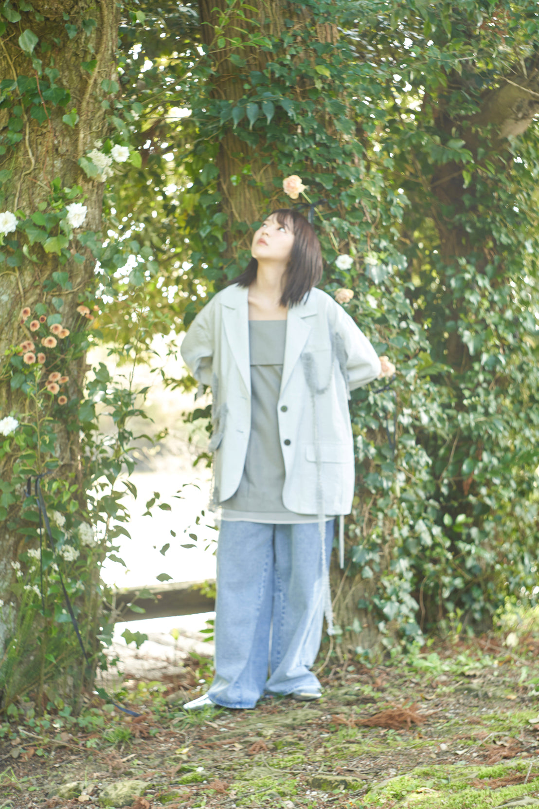 tulle pattern sheer jacket