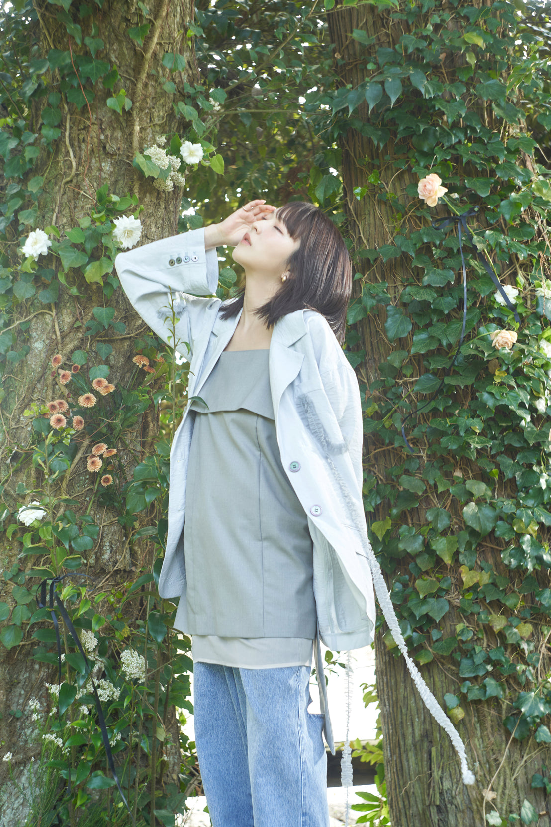 tulle pattern sheer jacket