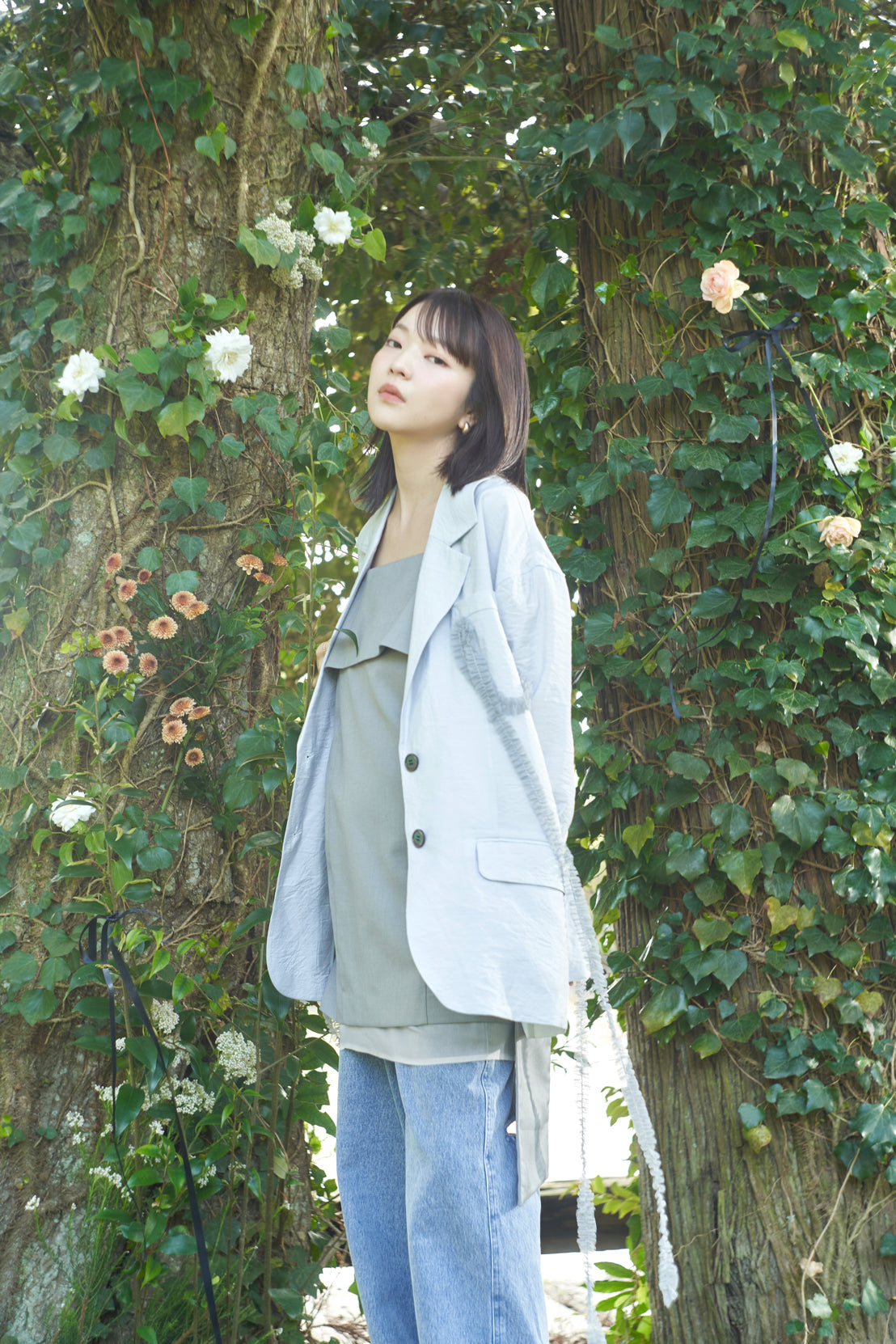 tulle pattern sheer jacket