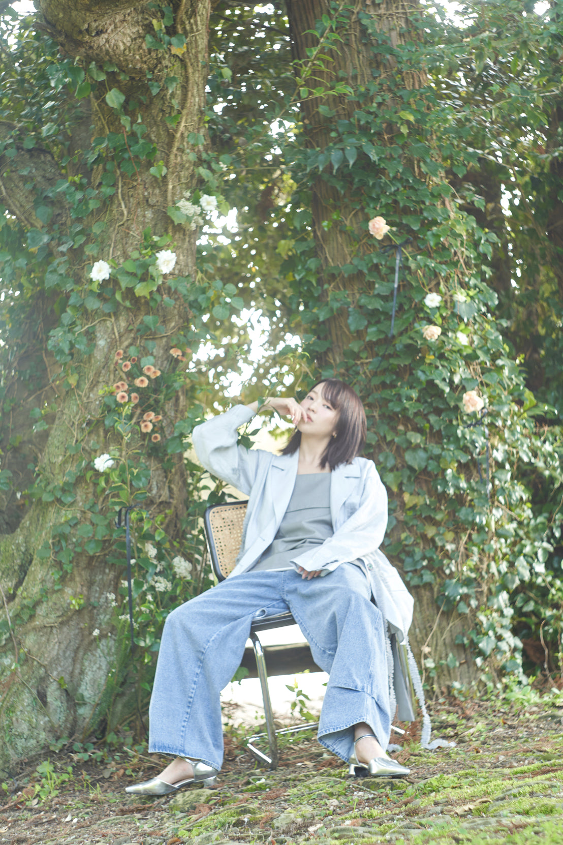 tulle pattern sheer jacket