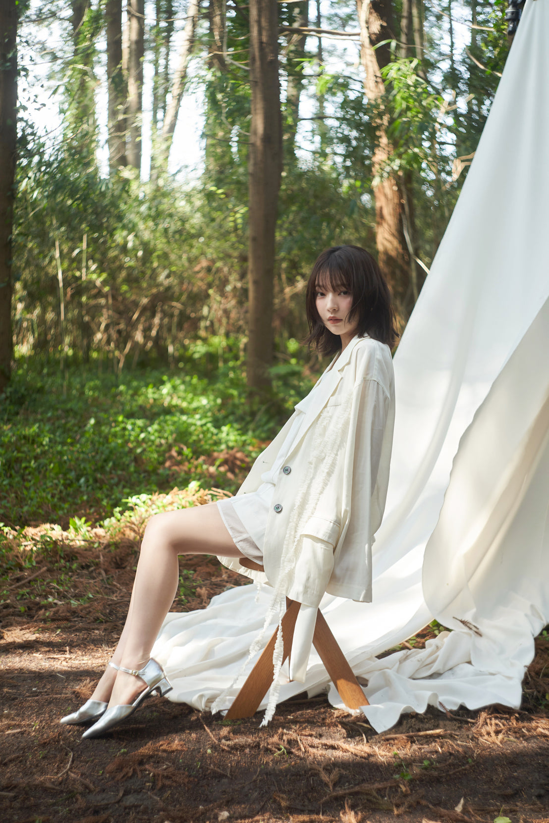 tulle pattern sheer jacket