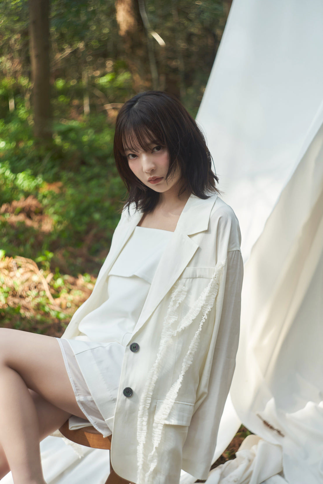 tulle pattern sheer jacket