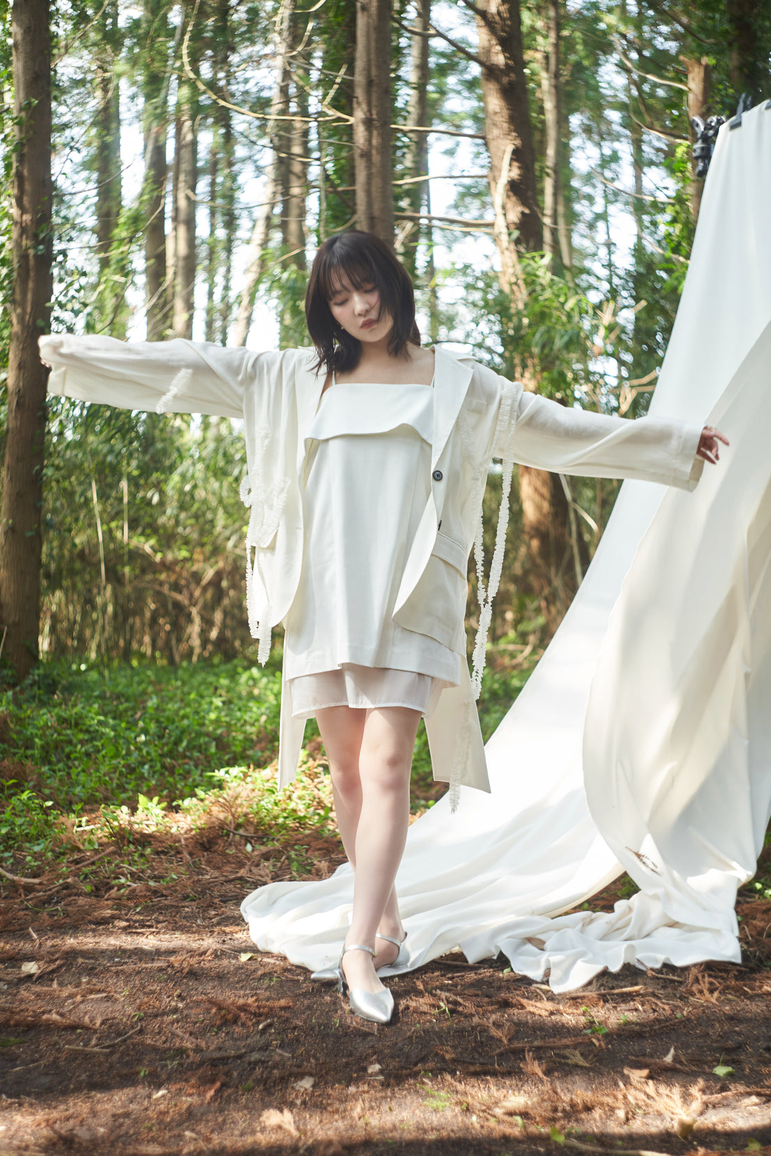 tulle pattern sheer jacket