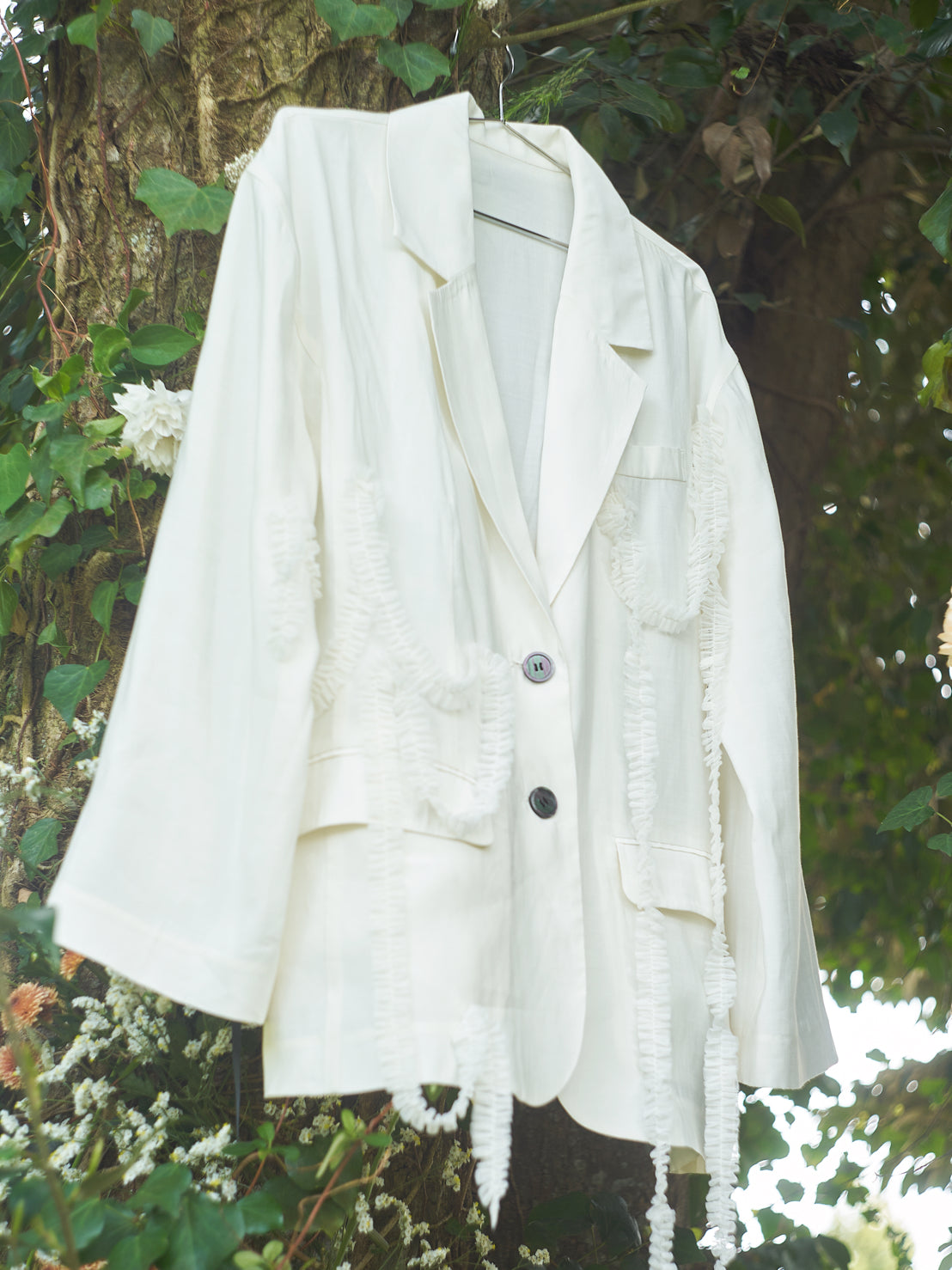 tulle pattern sheer jacket