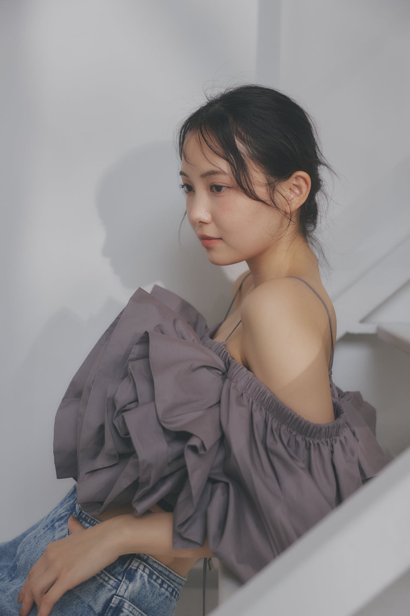volume off shoulder blouse