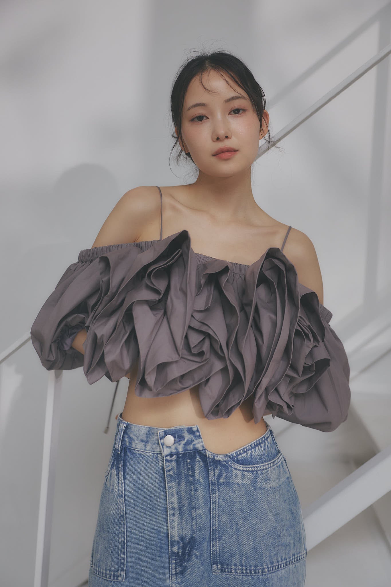 volume off shoulder blouse