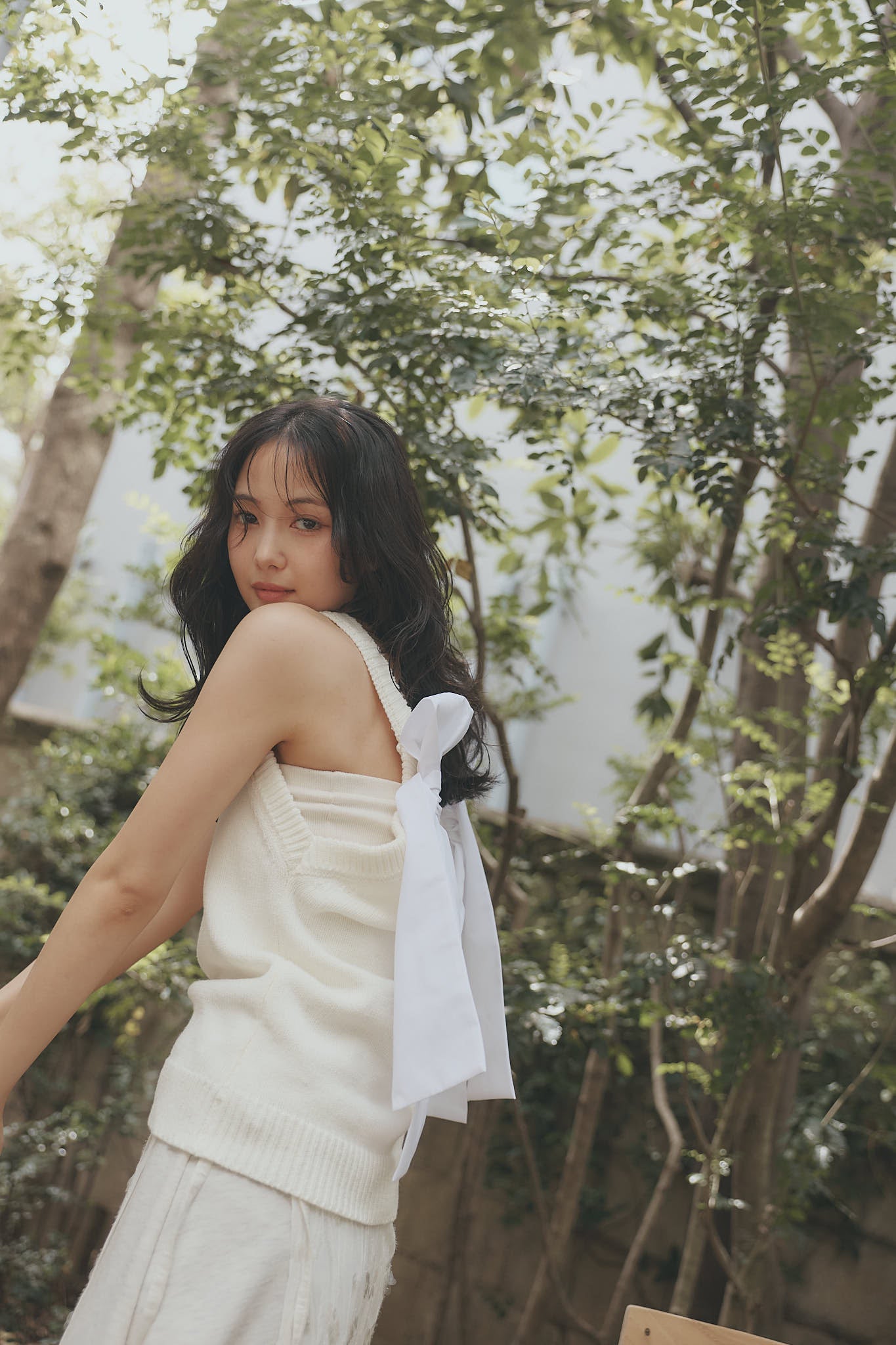 ribbon halter neck knit tops