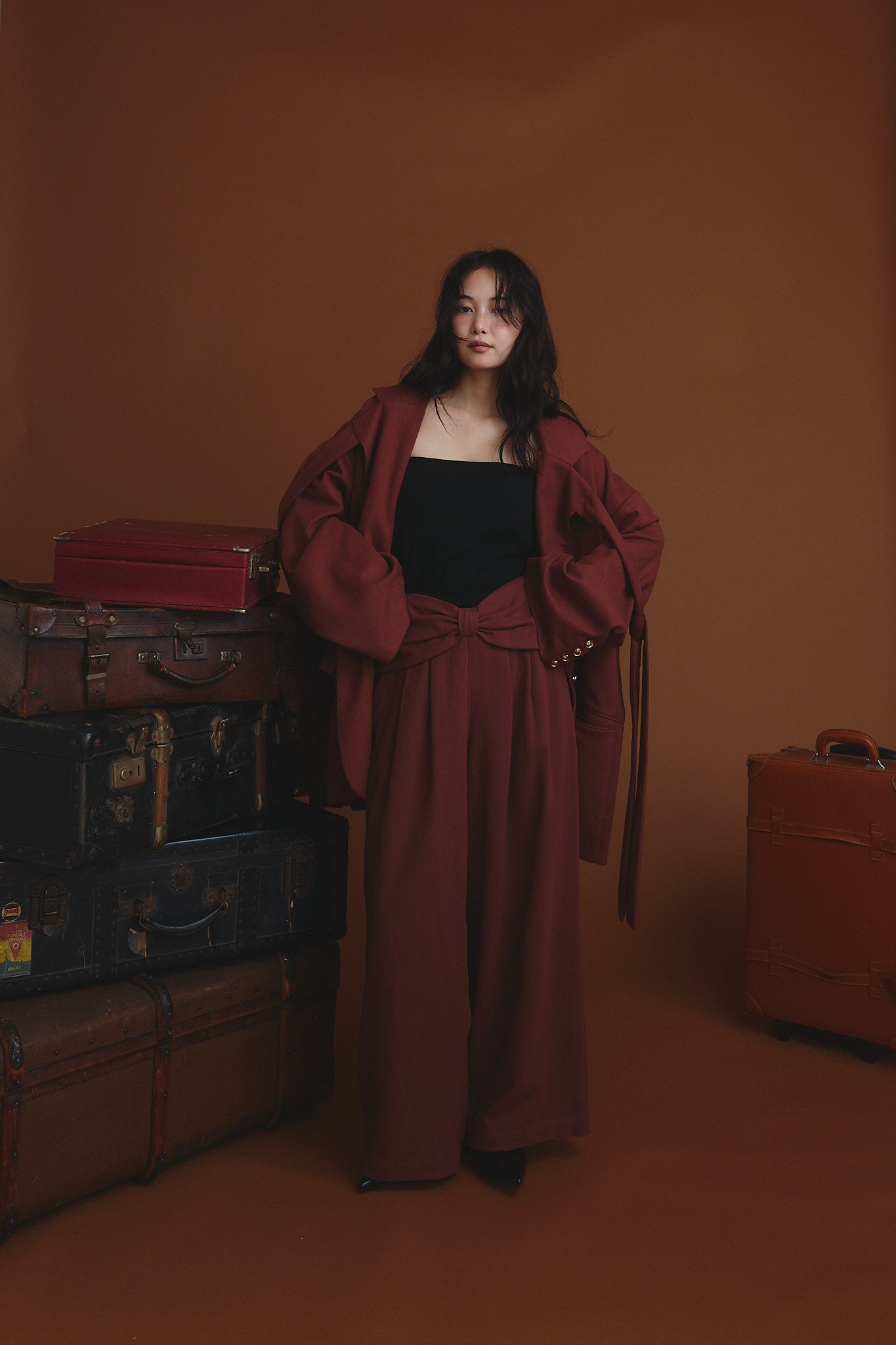 waist ribbon design pants