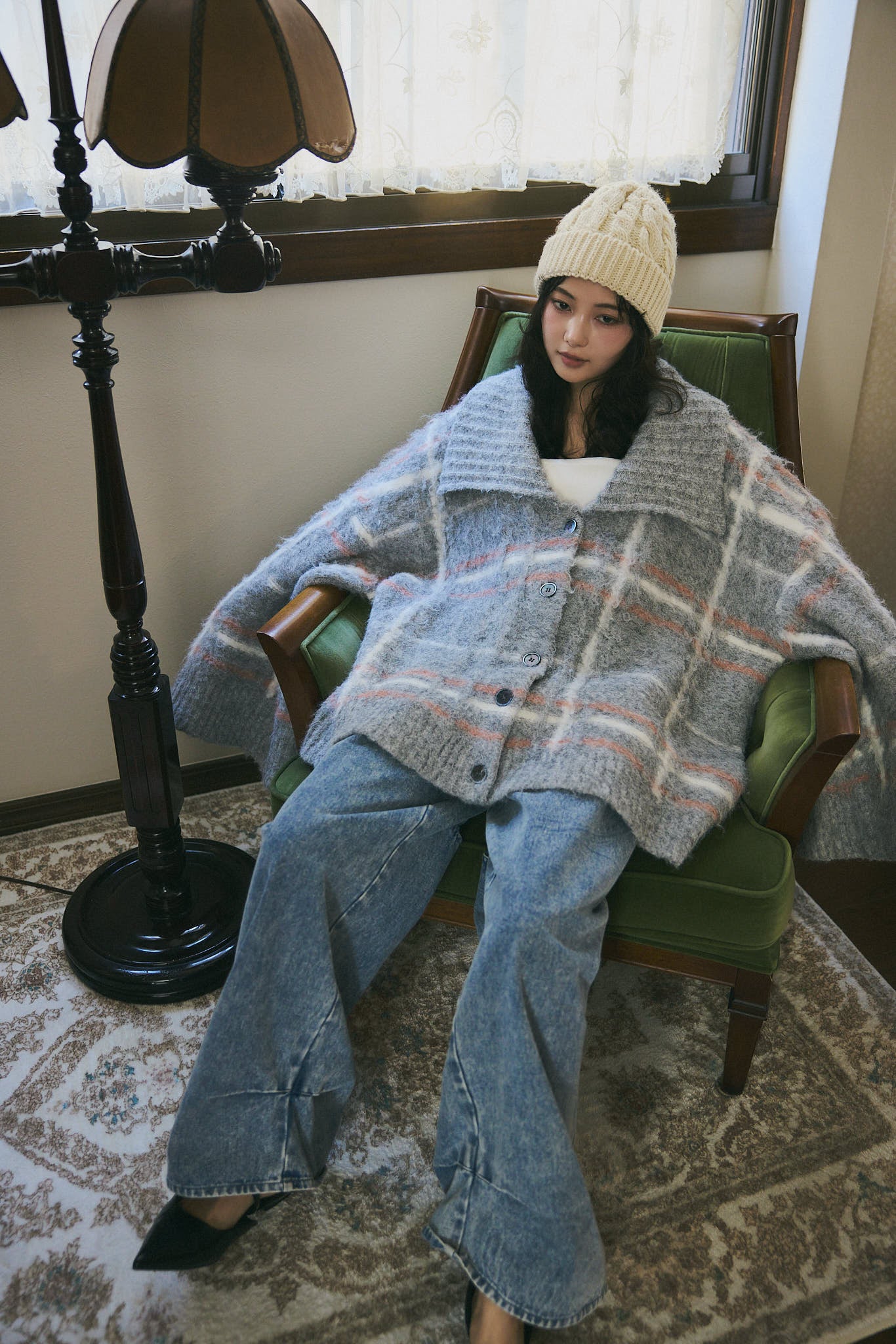 checked pattern knit