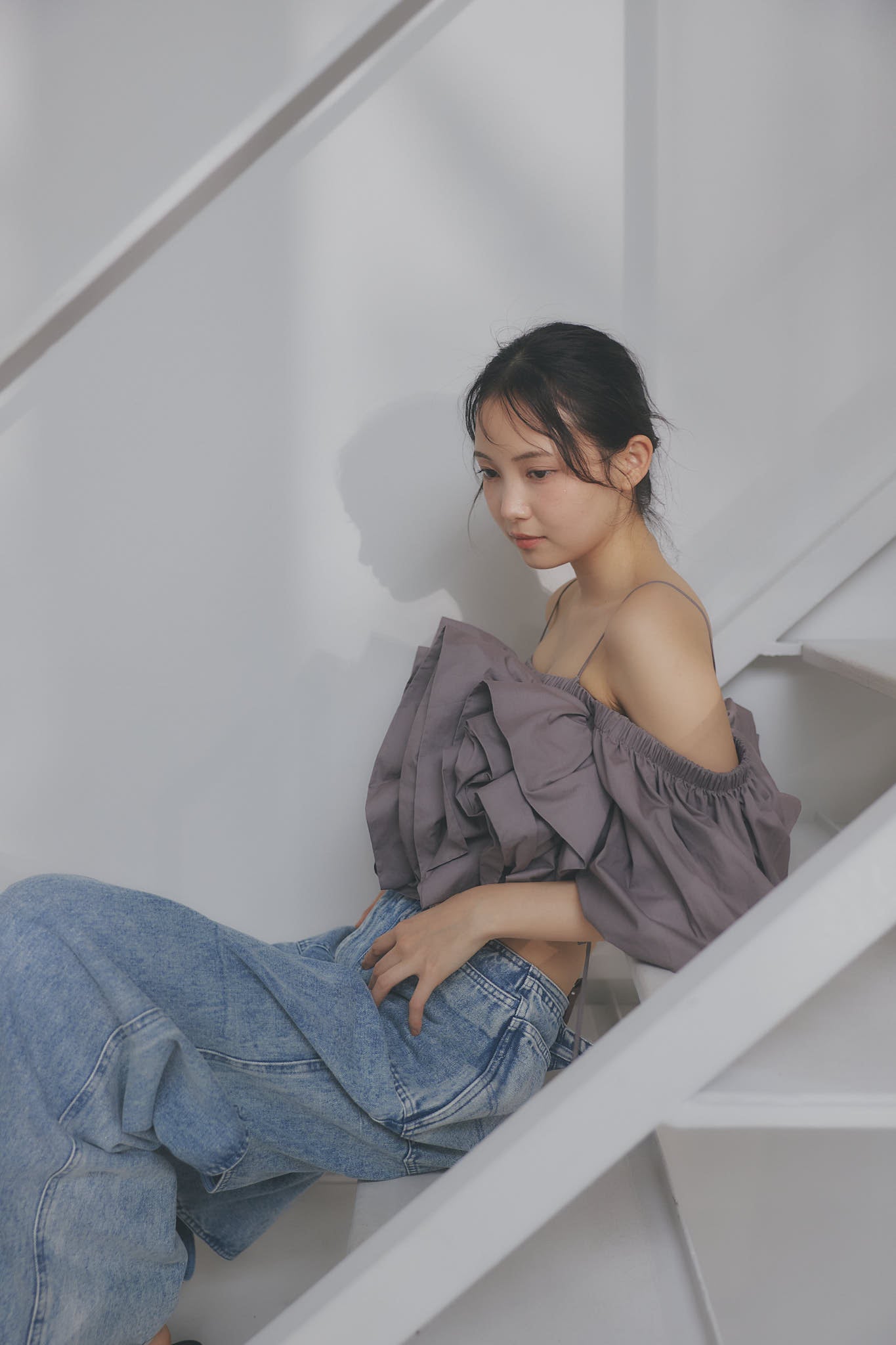 volume off shoulder blouse