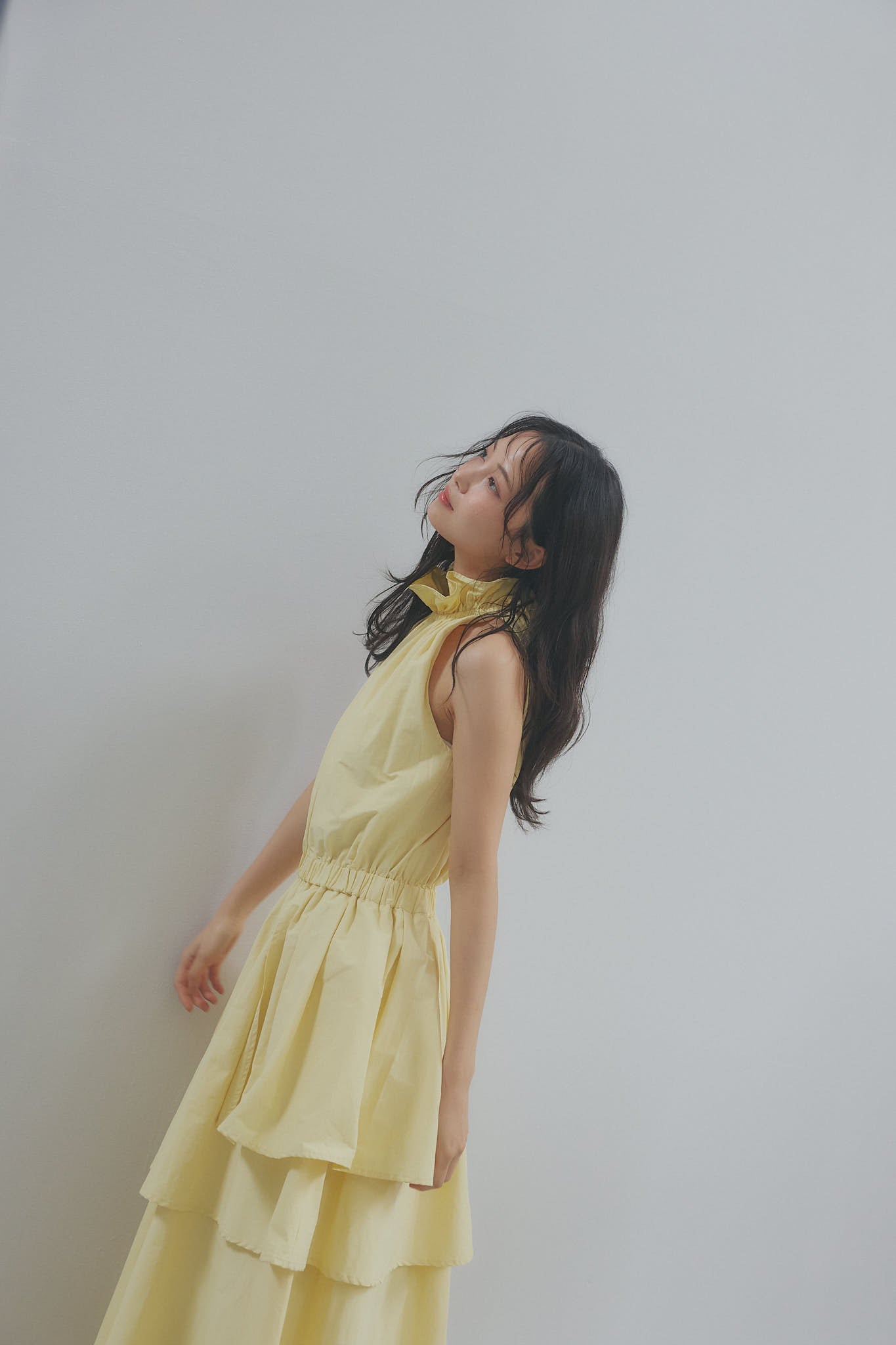 frill neck peplum one-piece