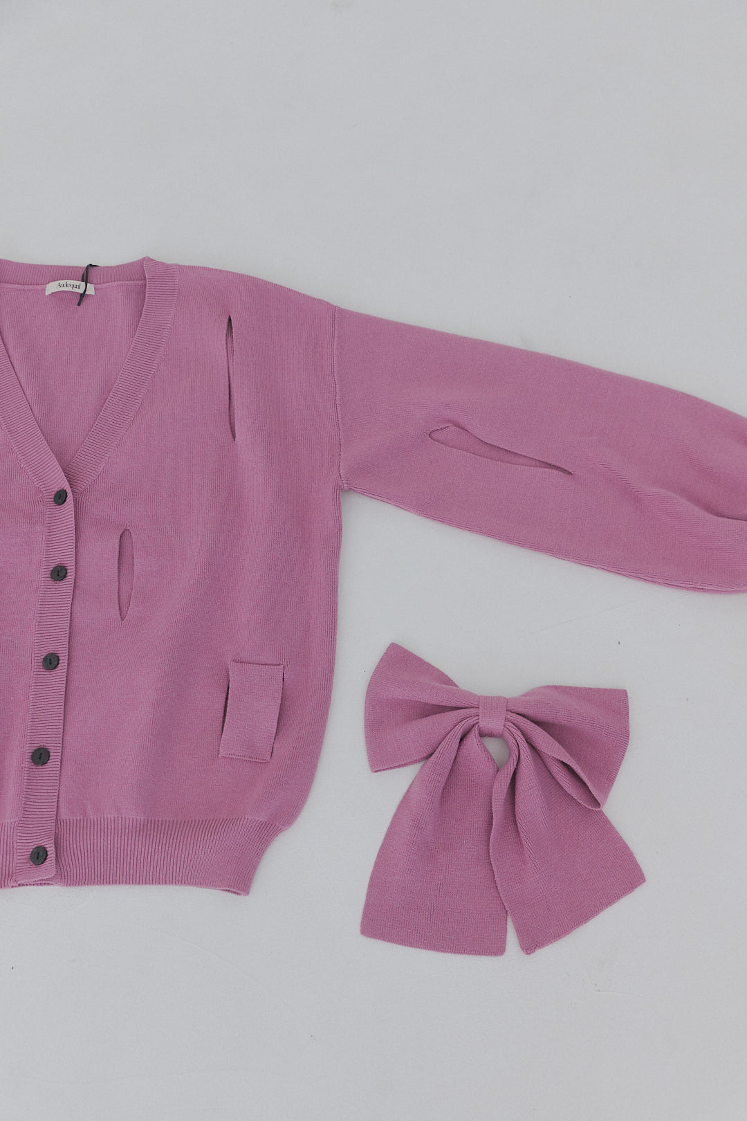hole ribbon spring cardigan