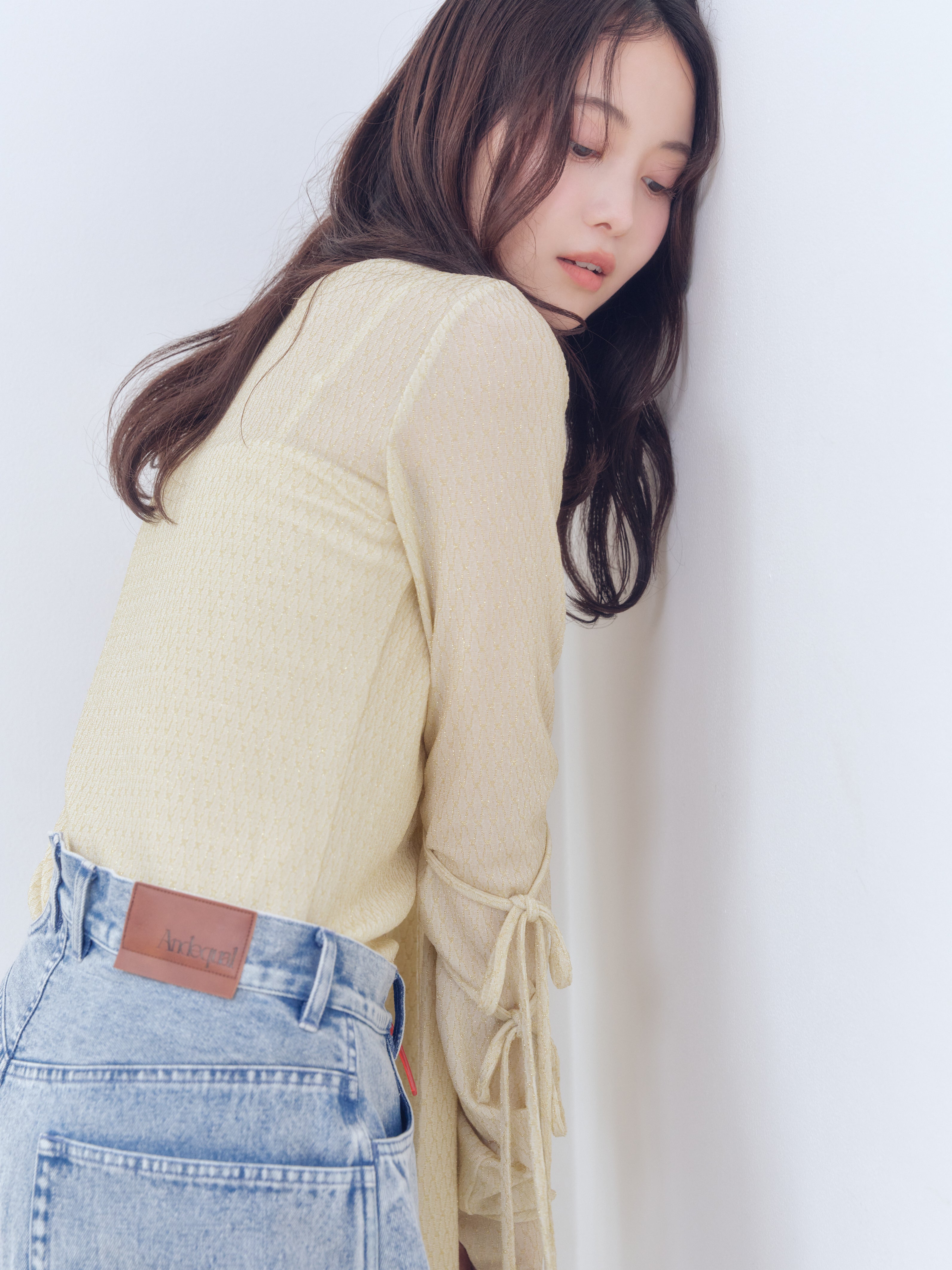 back slit curve denim pants