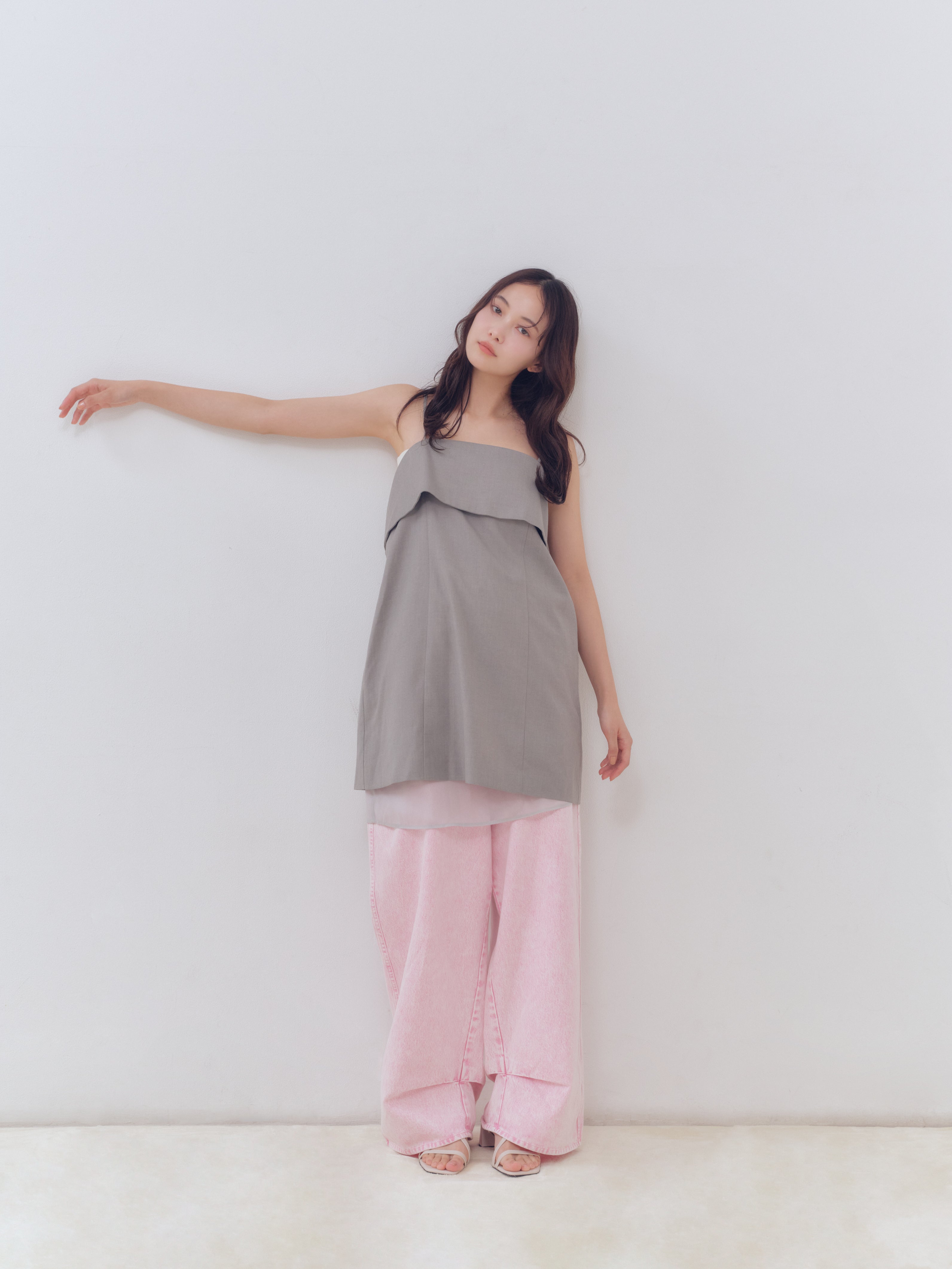 back slit curve denim pants
