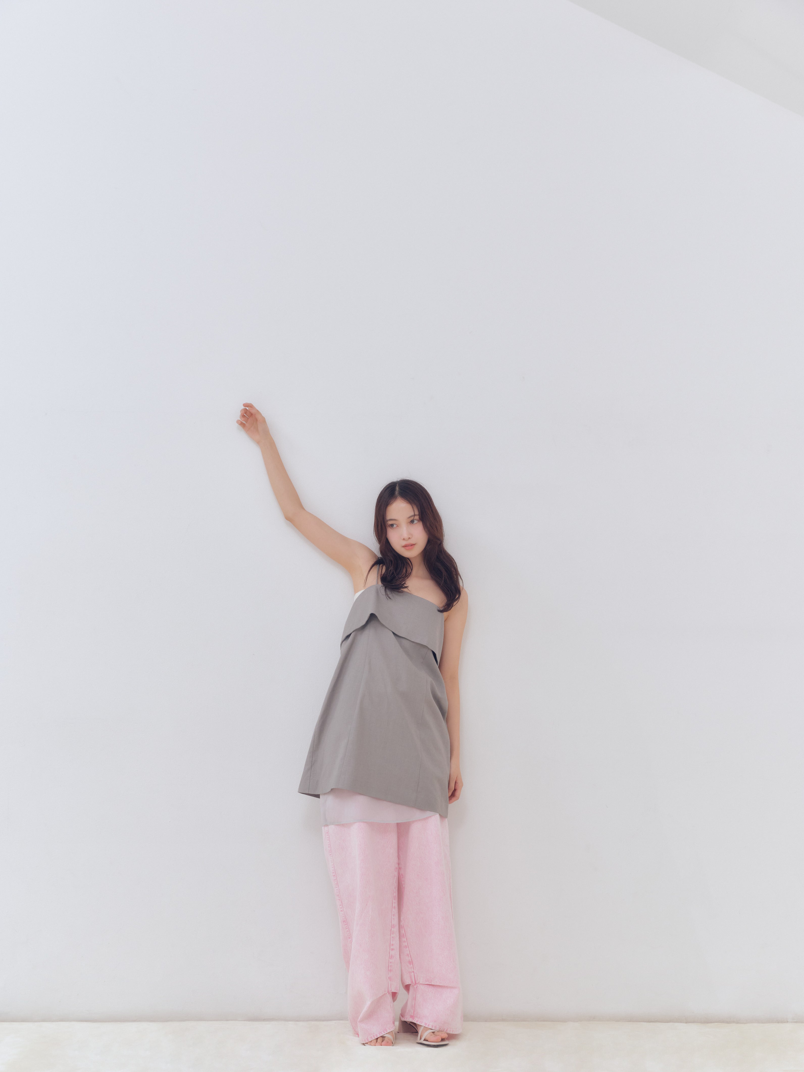 back slit curve denim pants