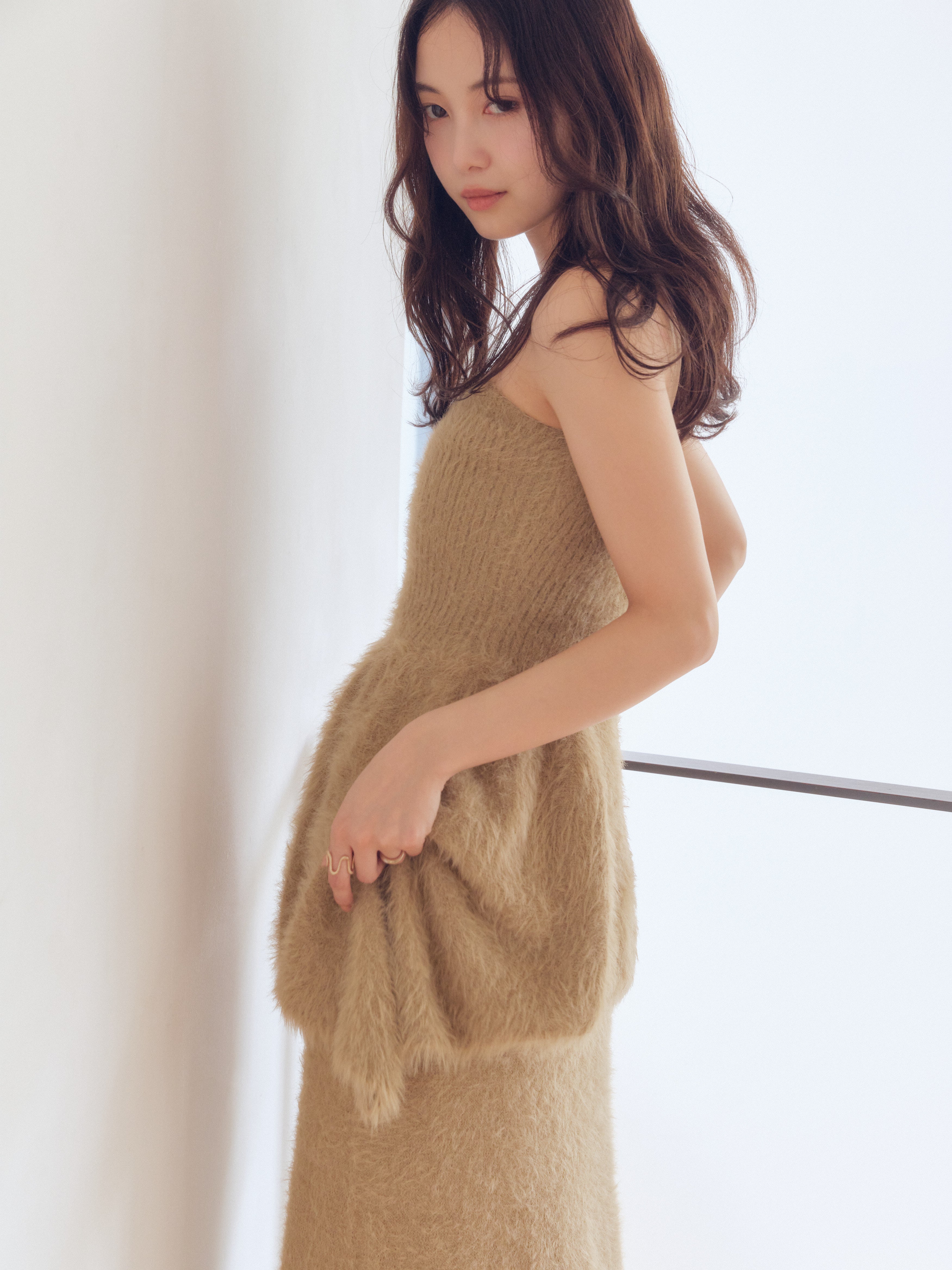 peplum shaggy knit bustier