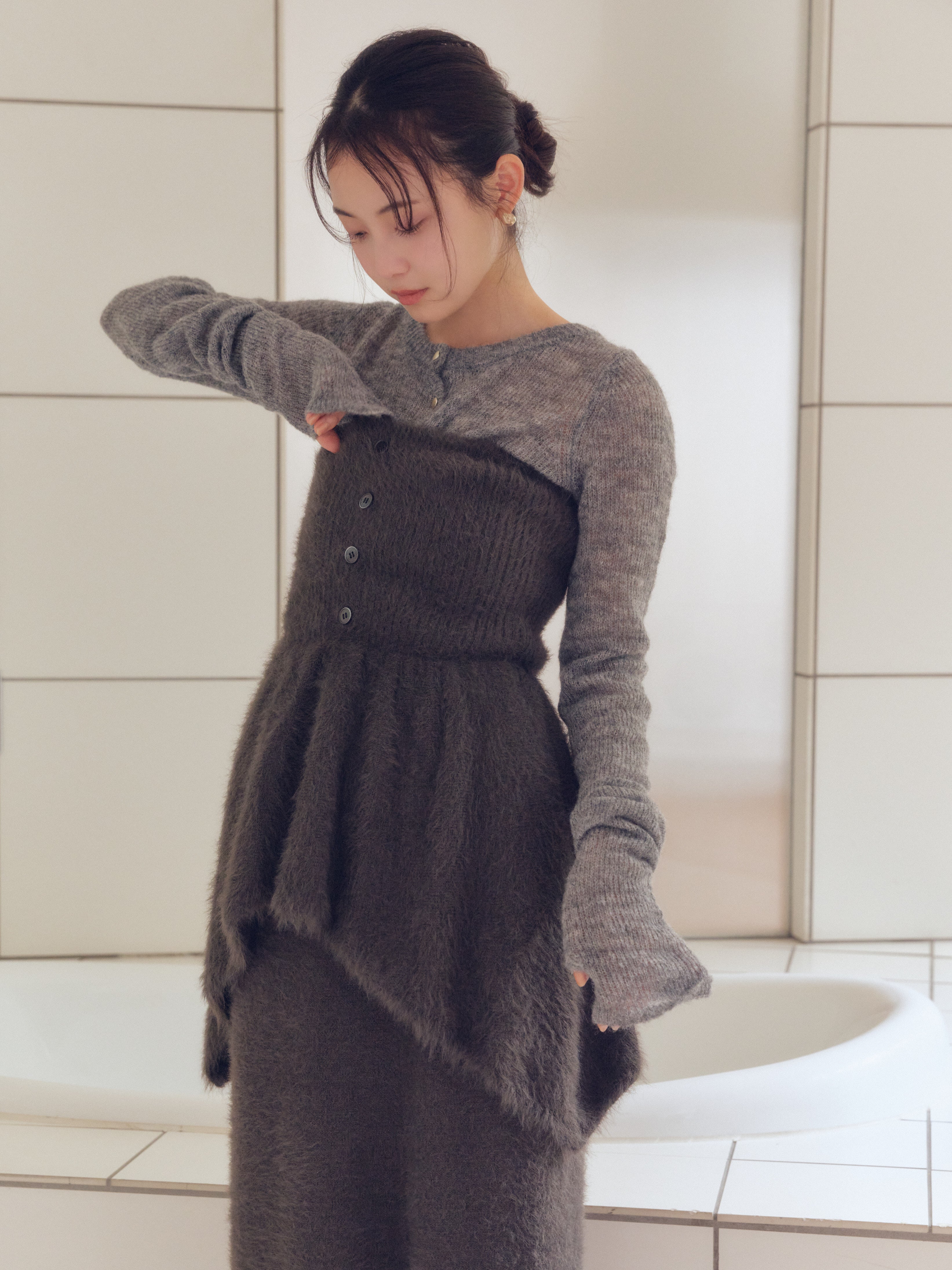peplum shaggy knit bustier