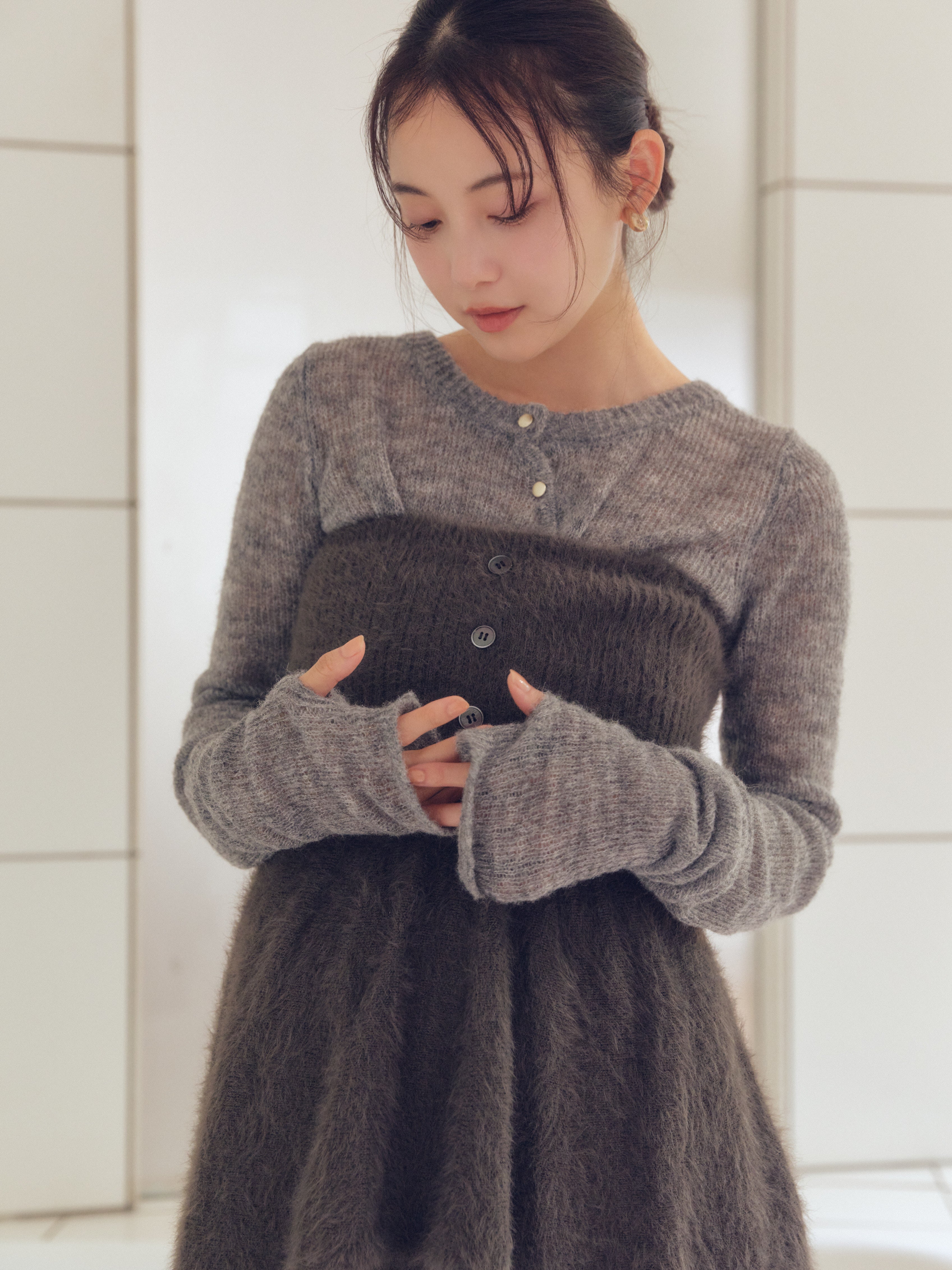 peplum shaggy knit bustier