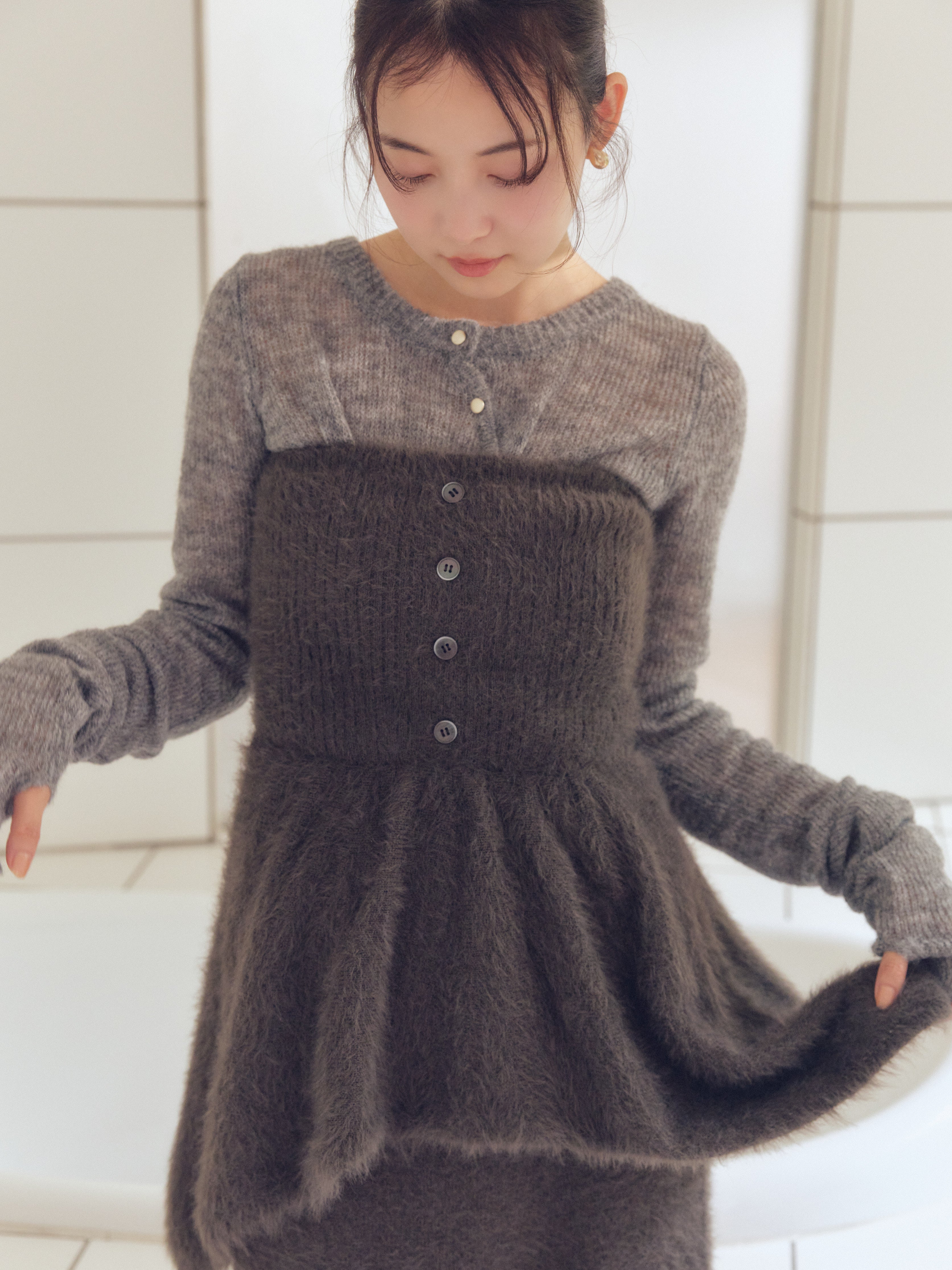 peplum shaggy knit bustier