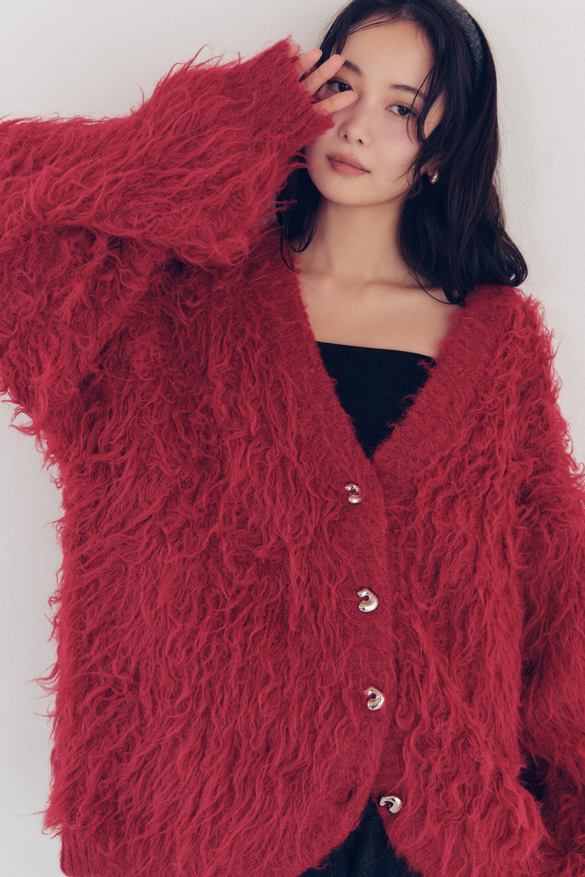 unique button knit cardigan