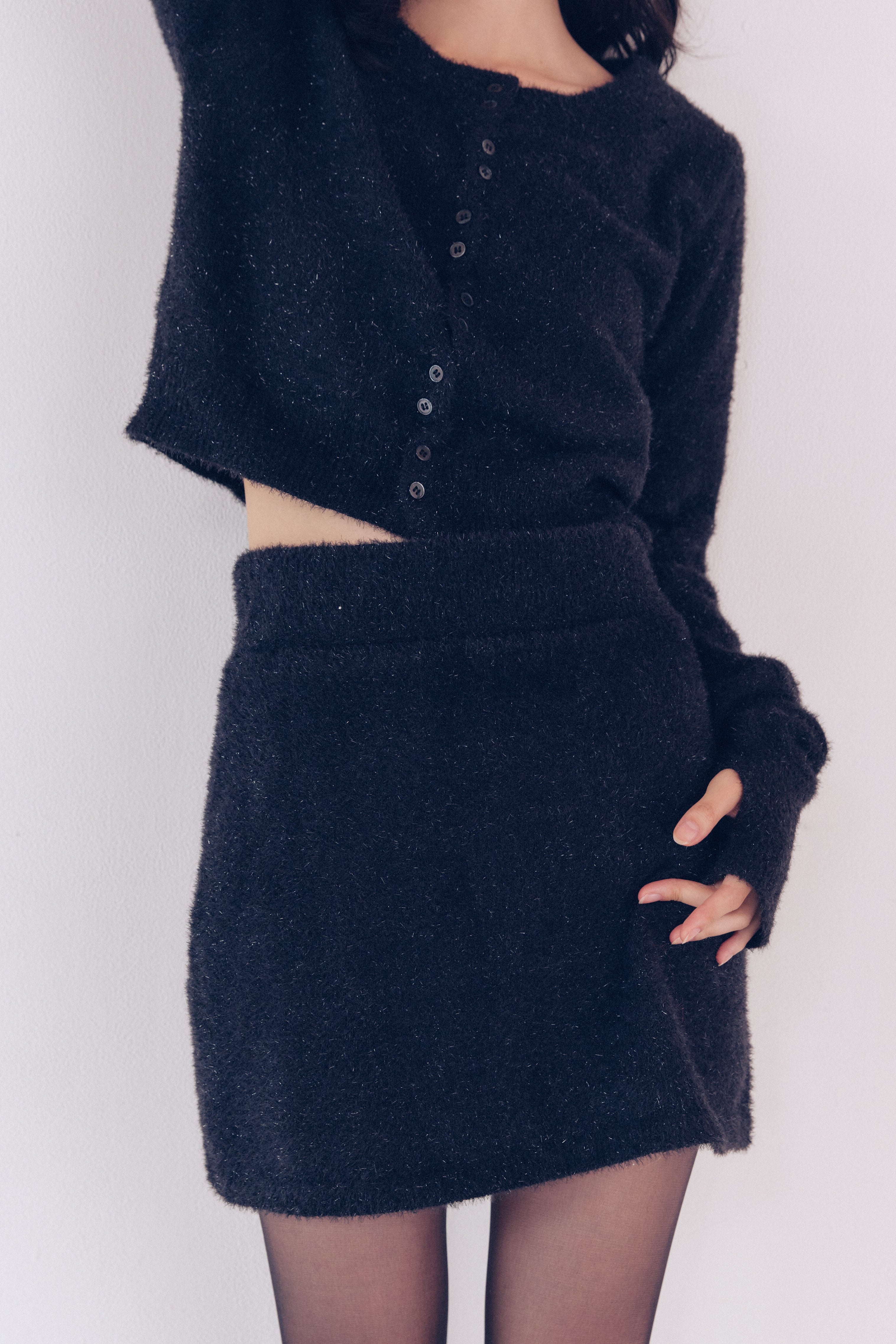 glitter mini skirt