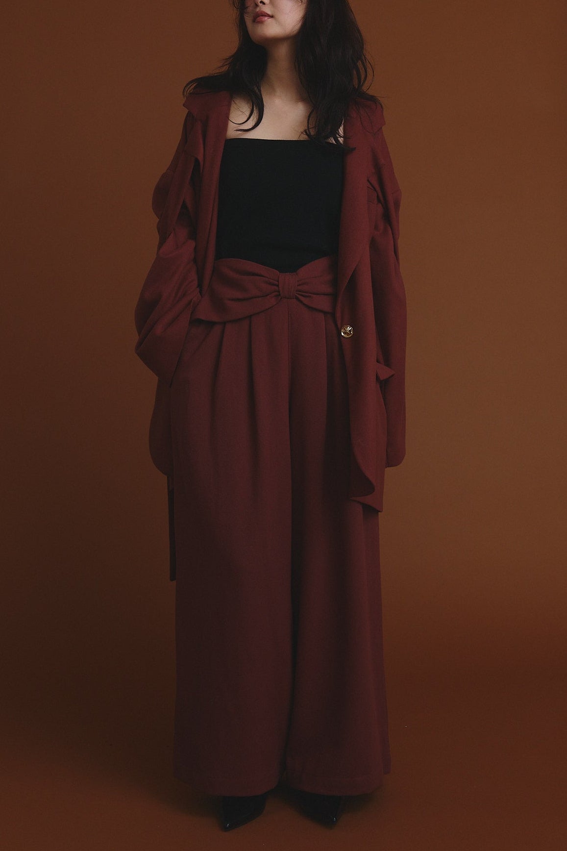 waist ribbon design pants