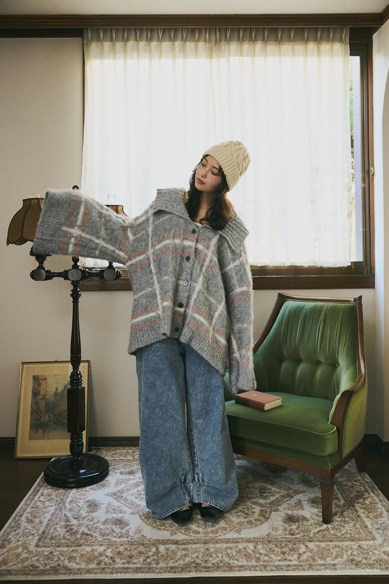 checked pattern knit