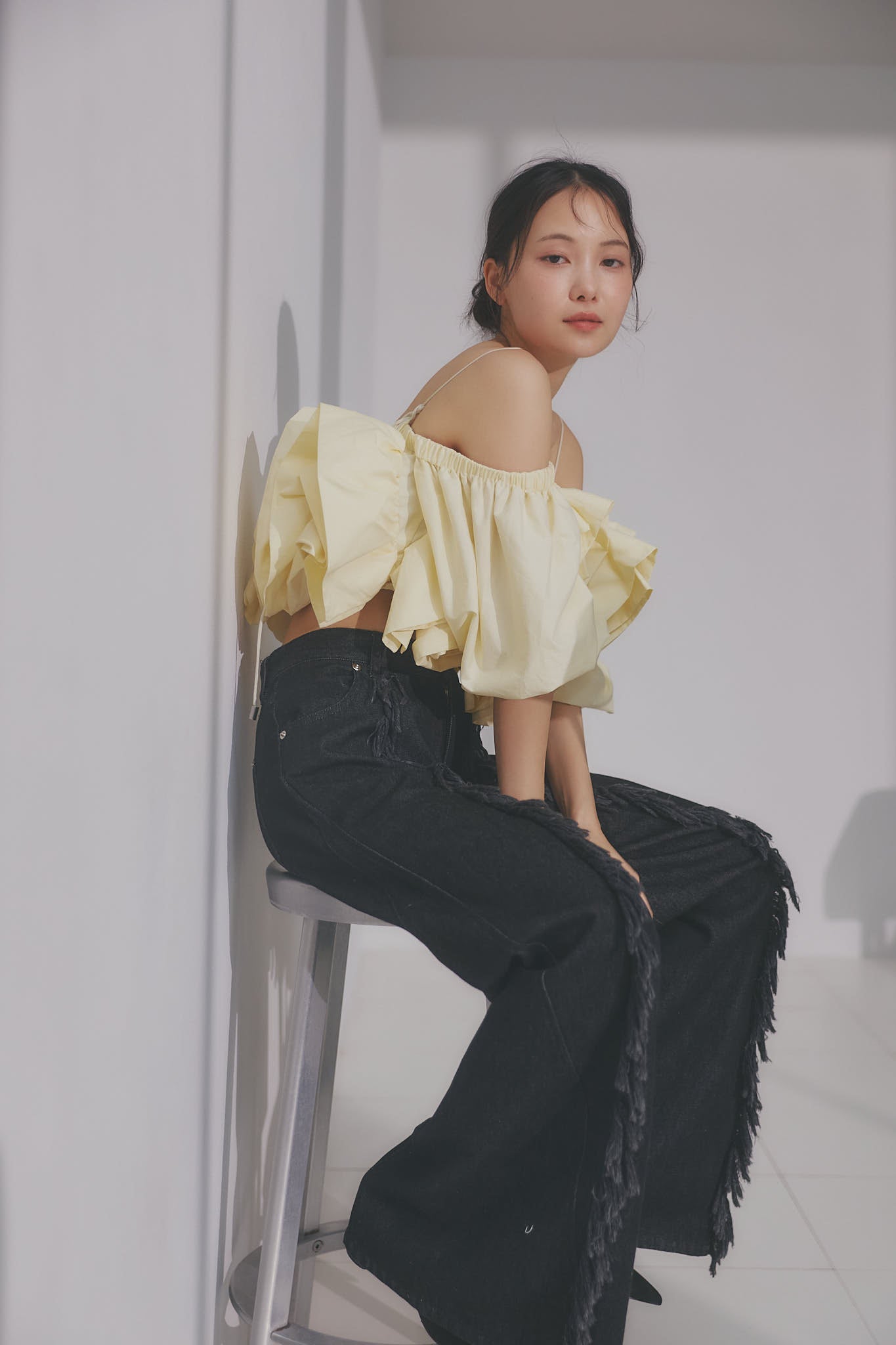 volume off shoulder blouse