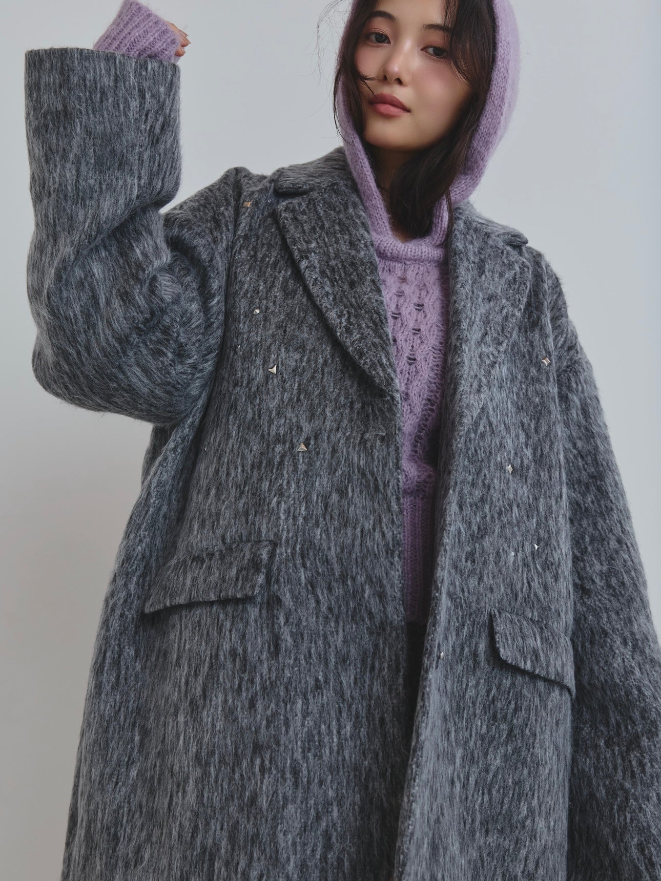 shaggy studs coat jacket