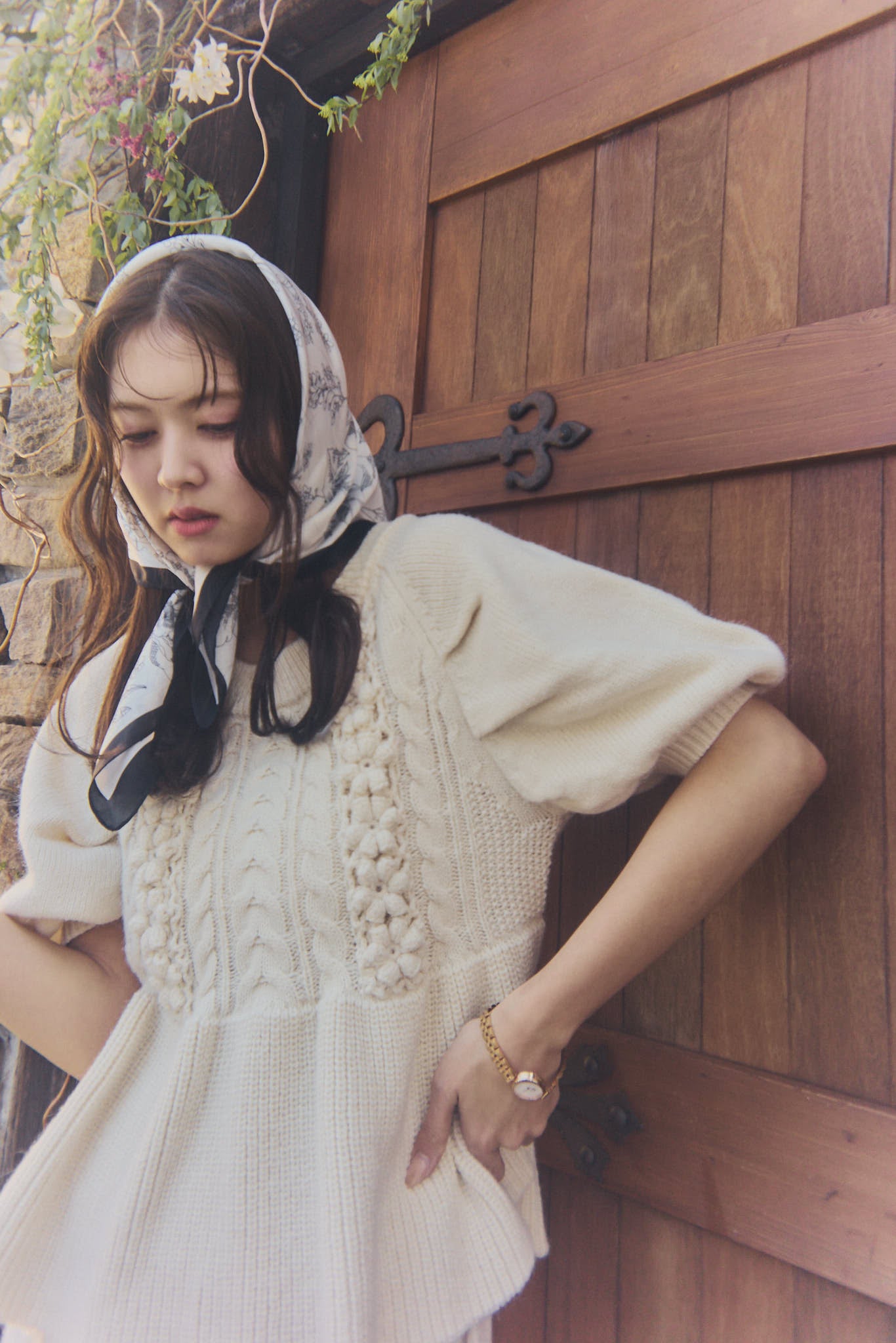 flower cable design knit
