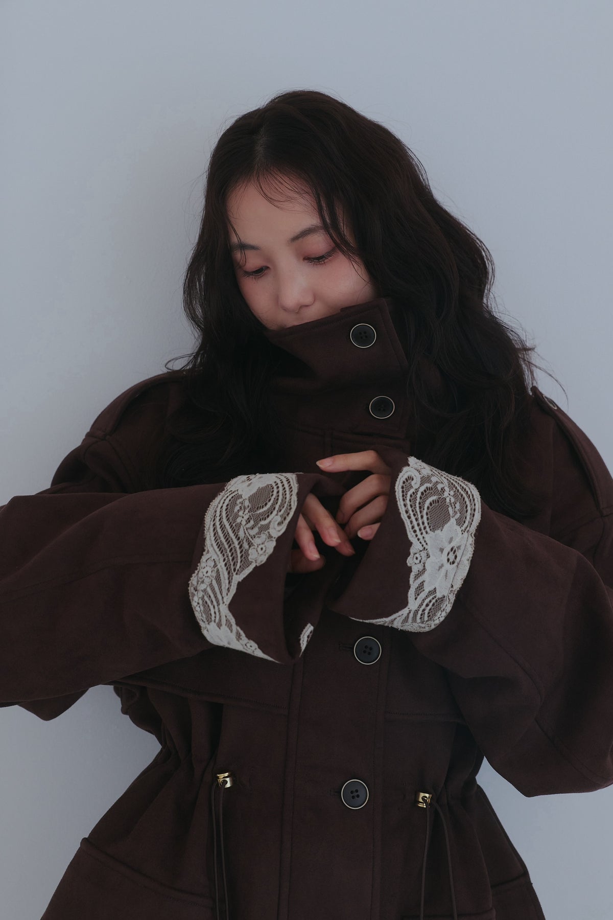 drawstring trench jacket