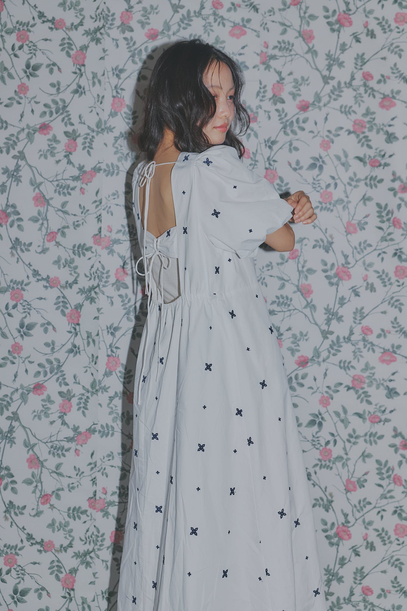 embroidery puff one-piece