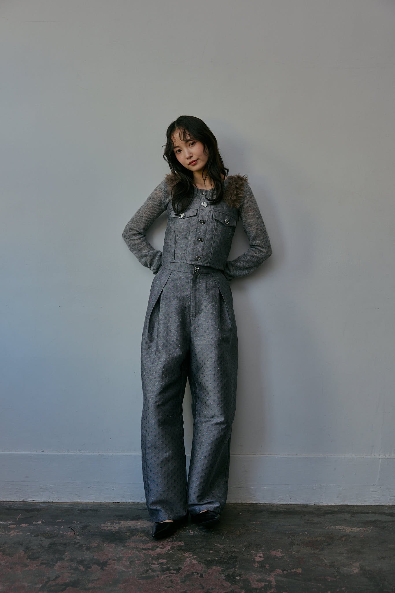 fur docking jacquard bustier