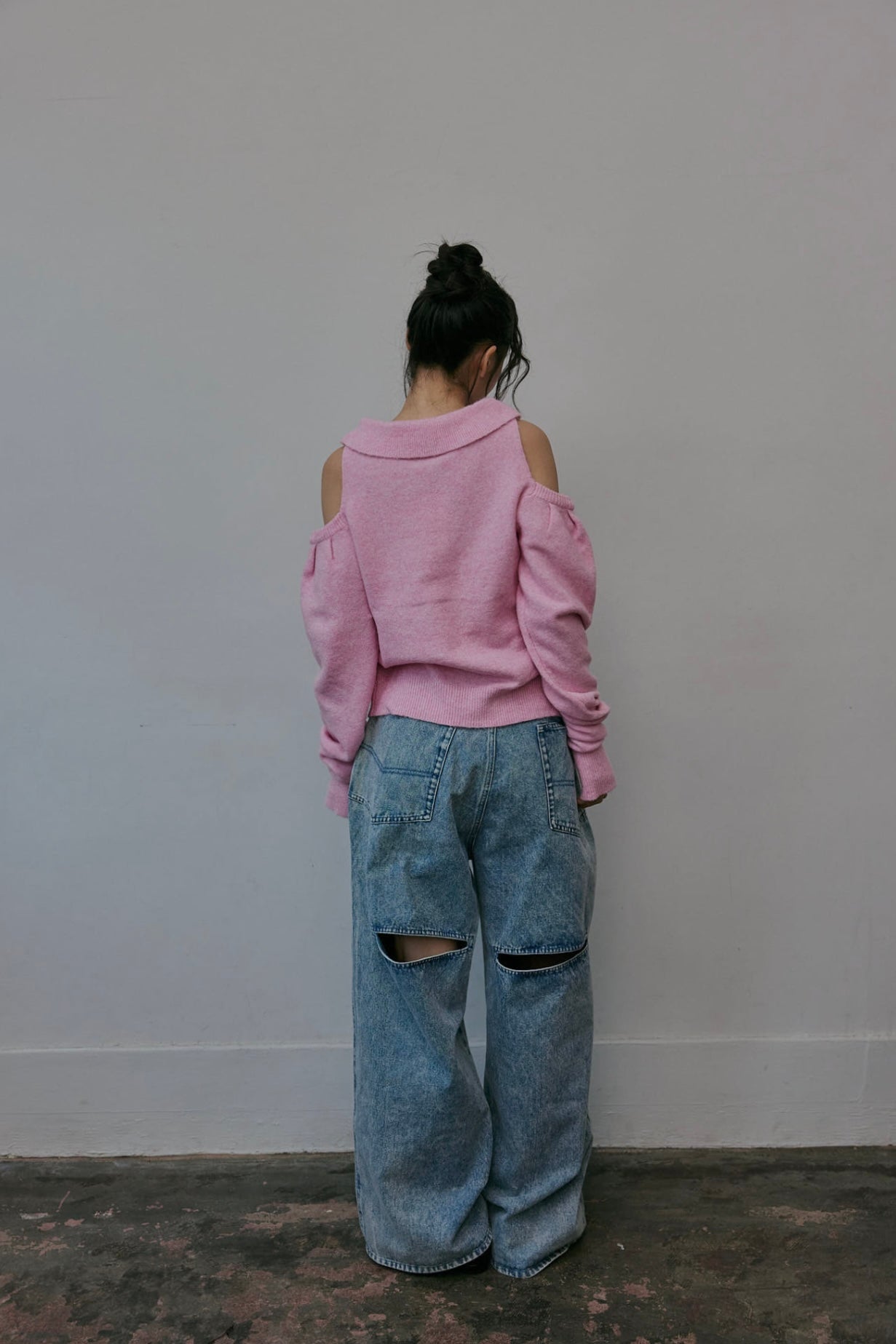 collar design shoulder knit