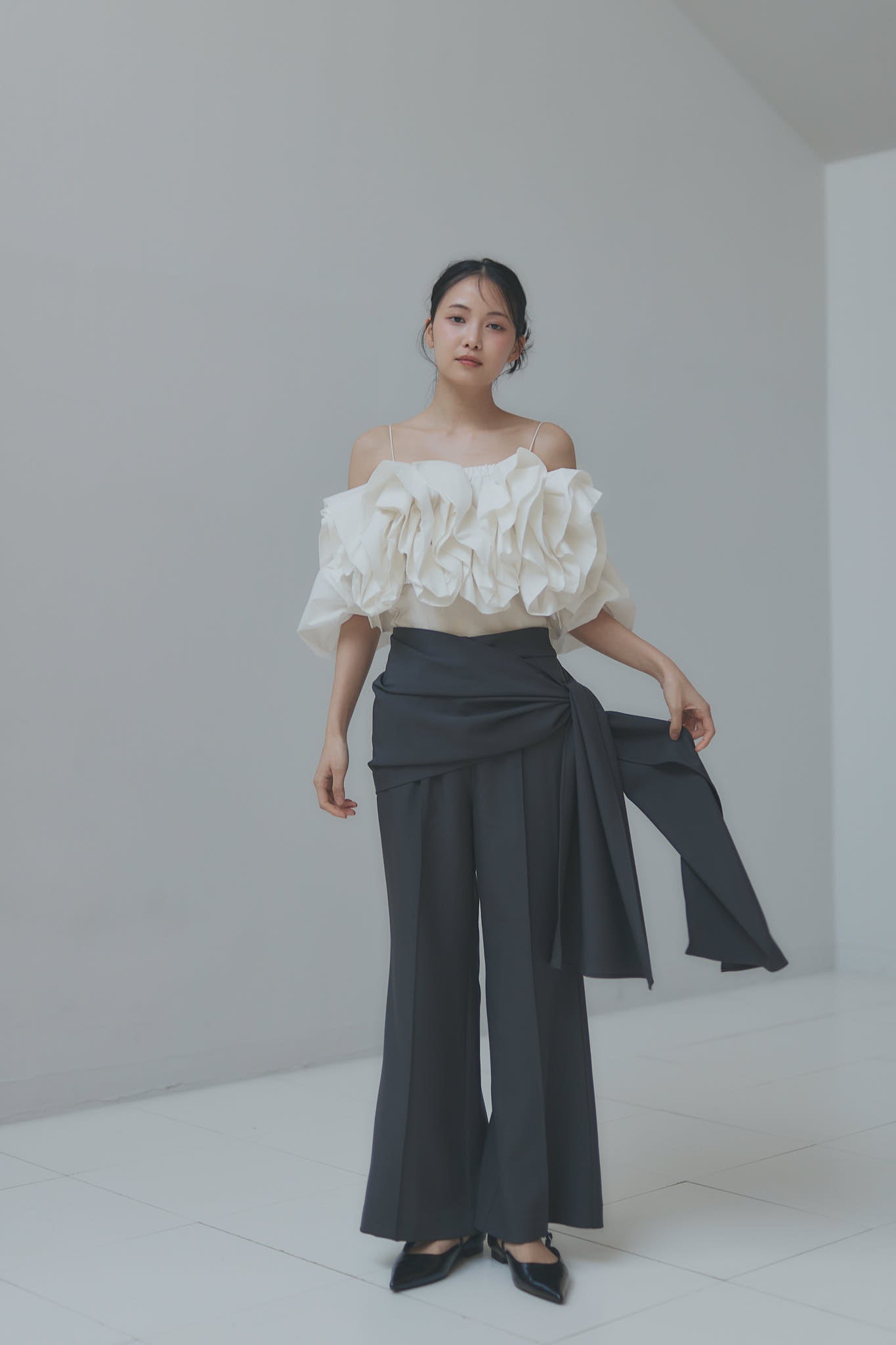 layered rap flare pants