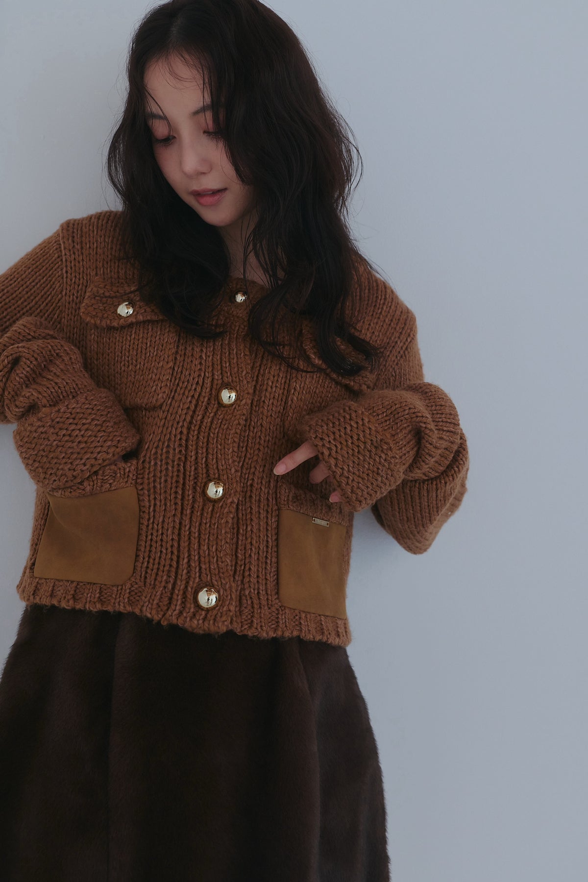 gold button pocket knit