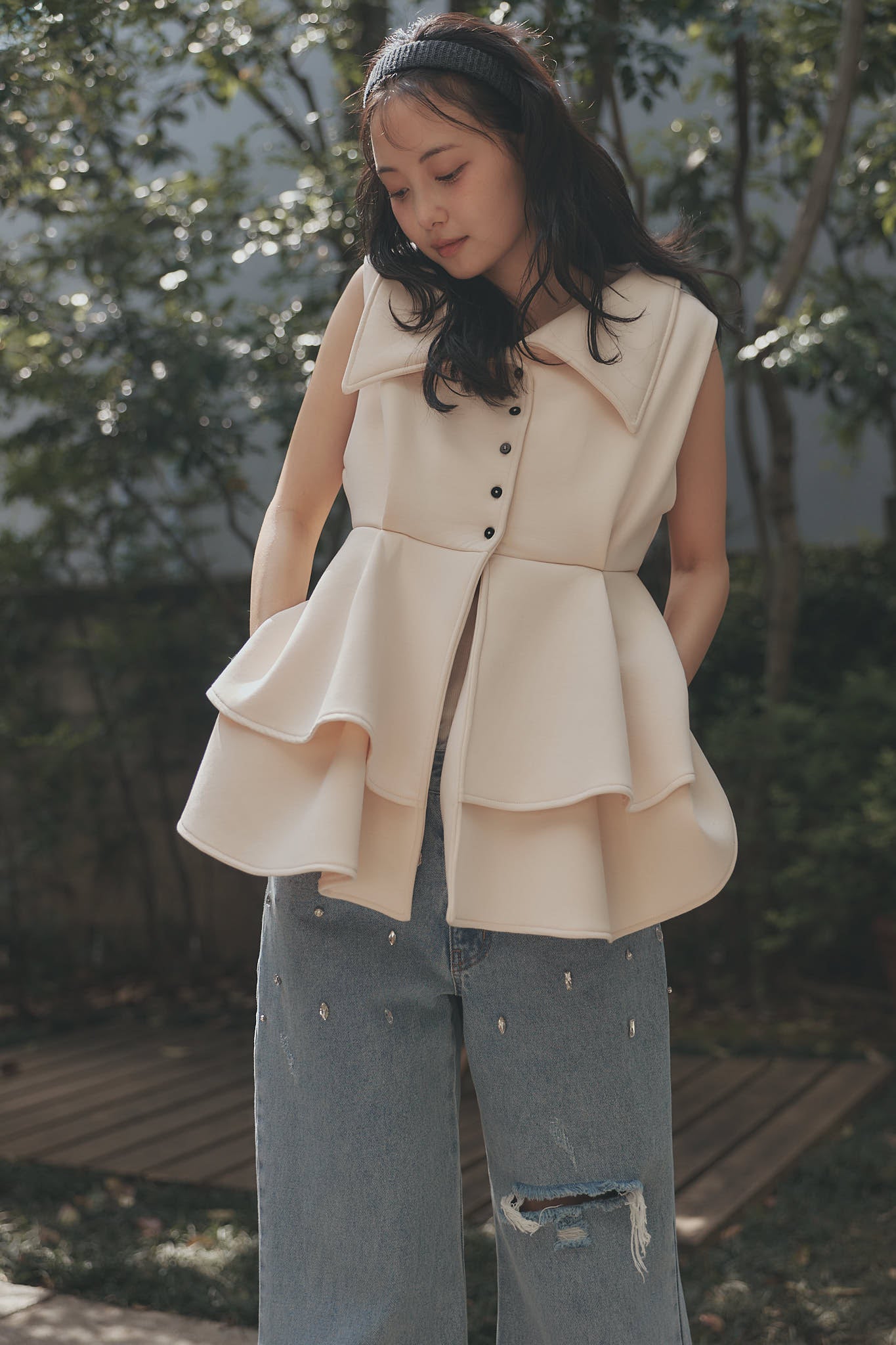 collar design peplum tops
