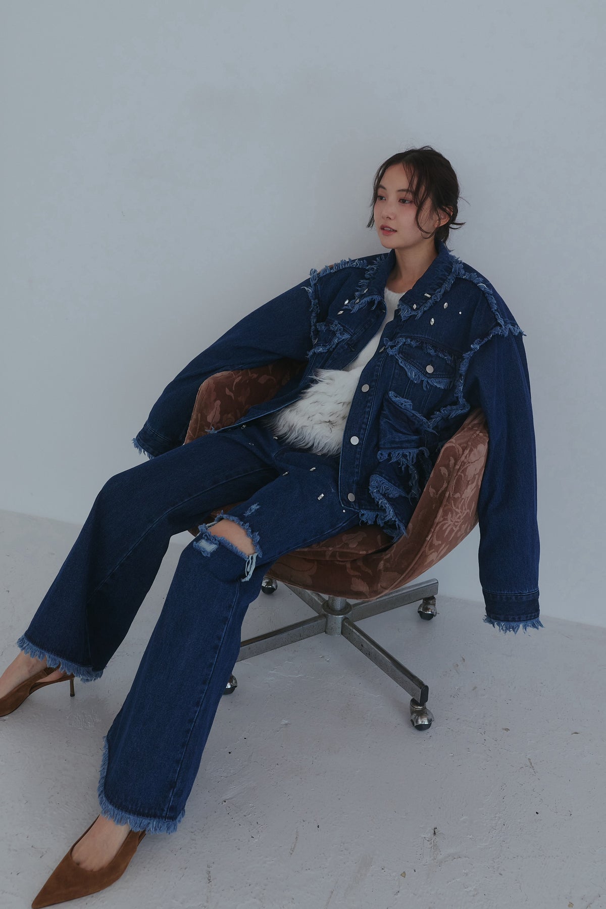 bijou fringe flare denim