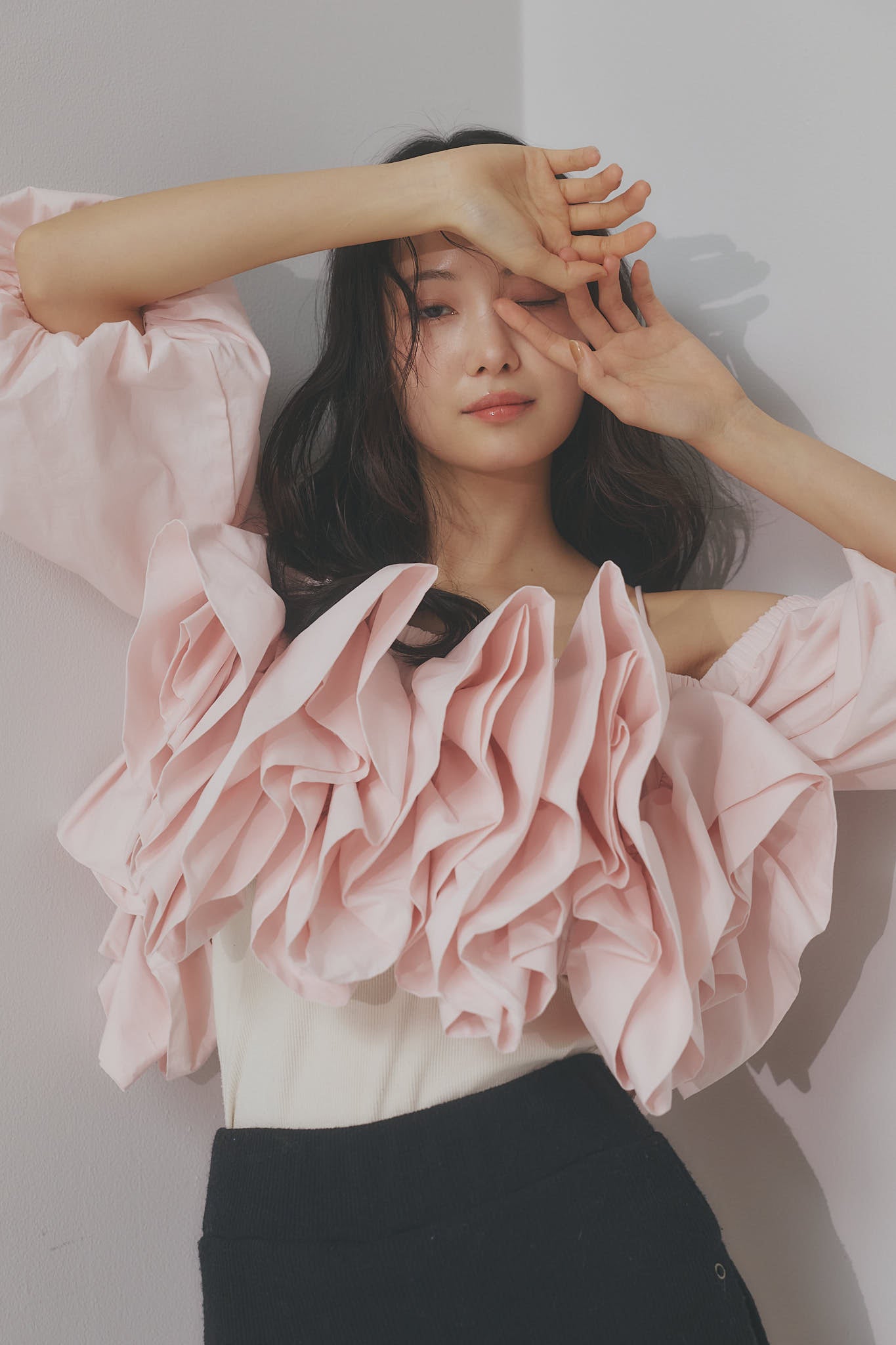 volume off shoulder blouse