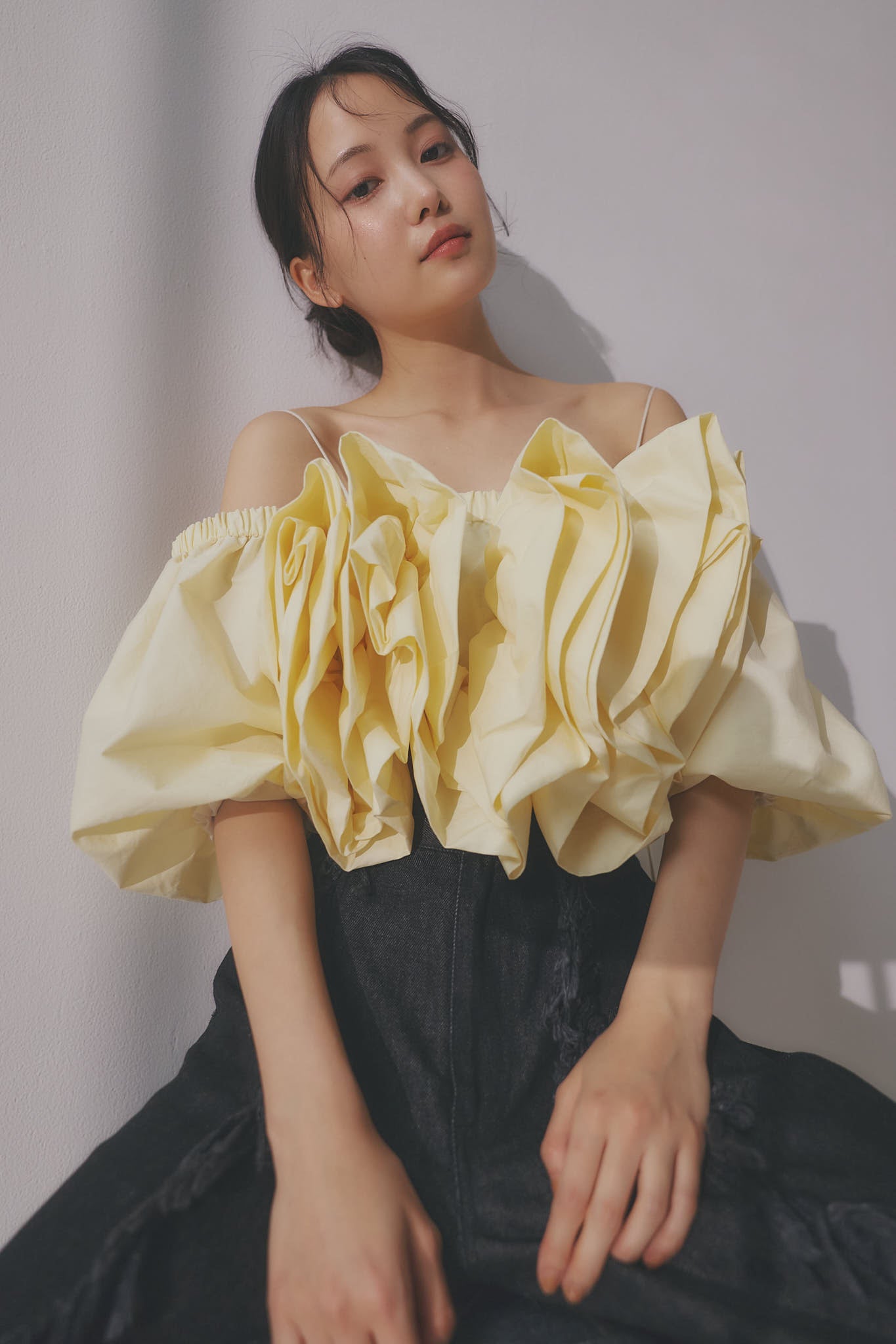 volume off shoulder blouse