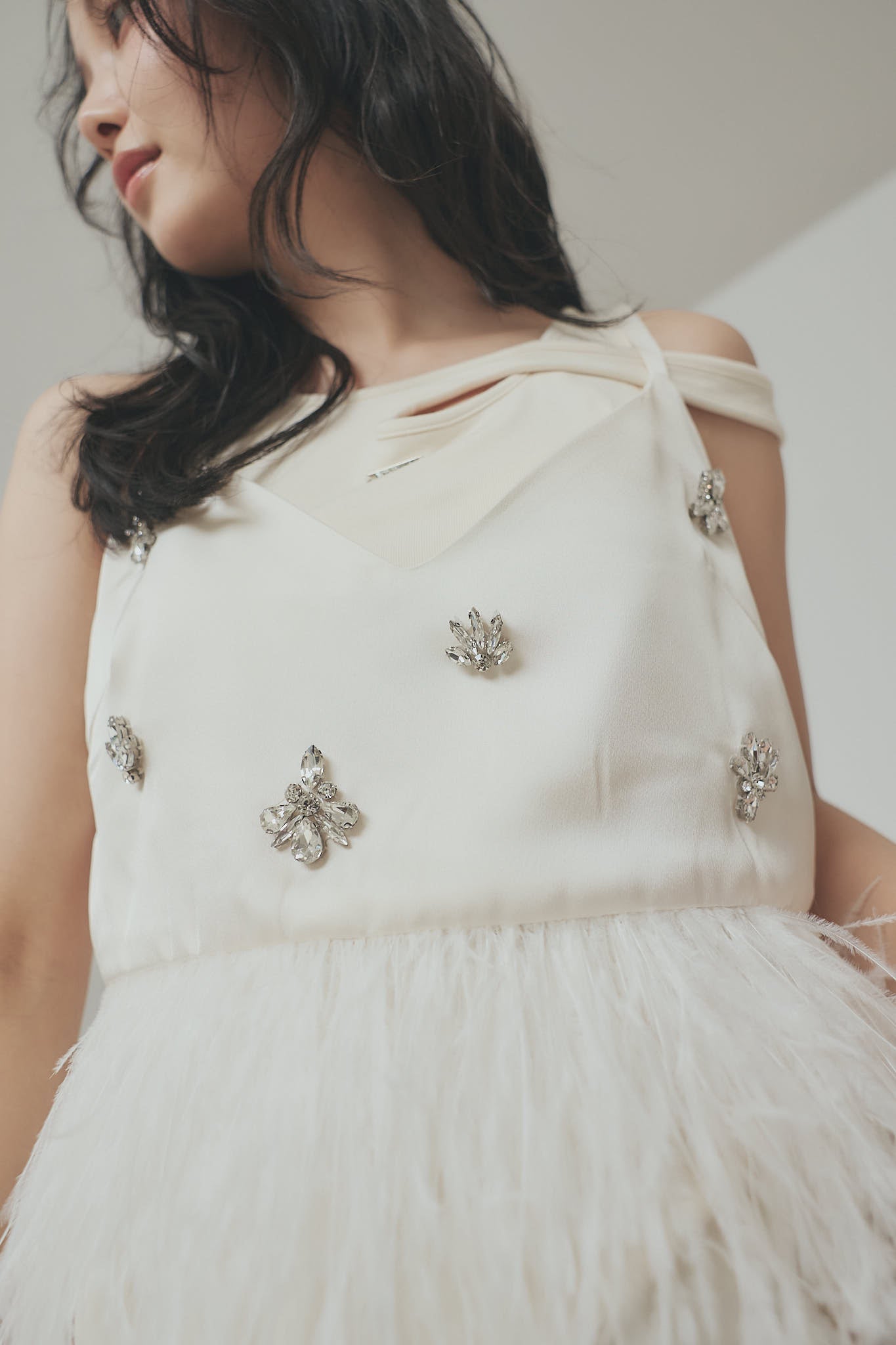 feather design bijou bustier