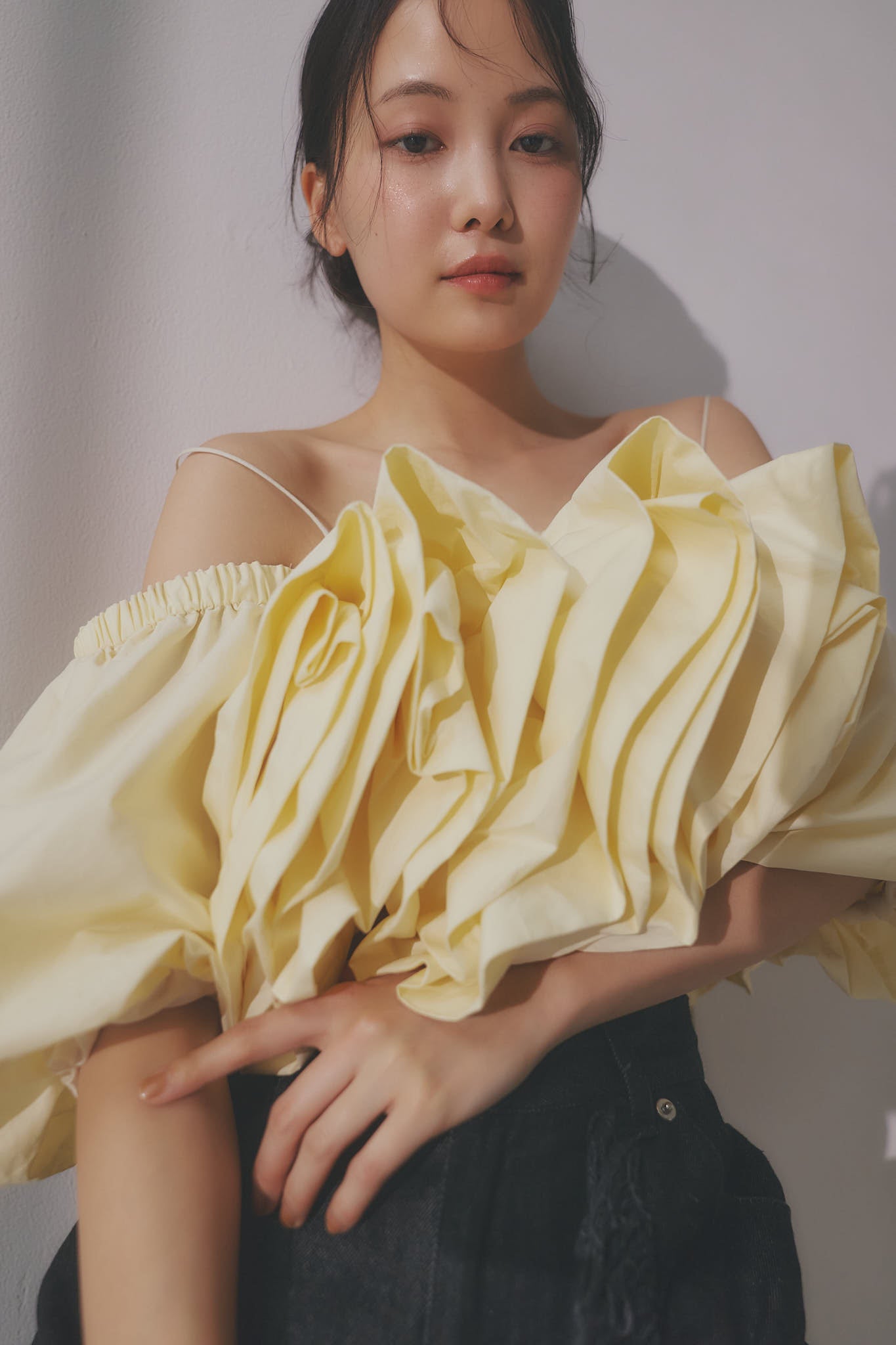 volume off shoulder blouse