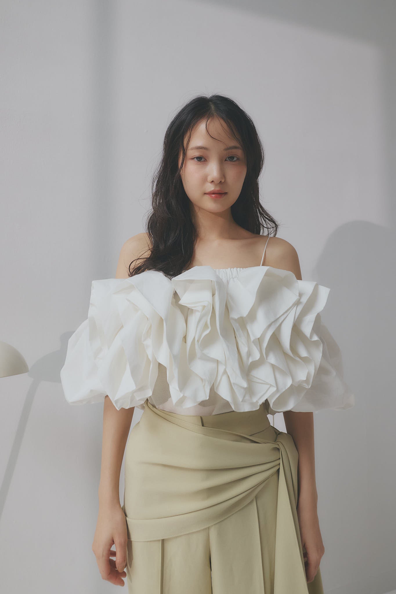 volume off shoulder blouse