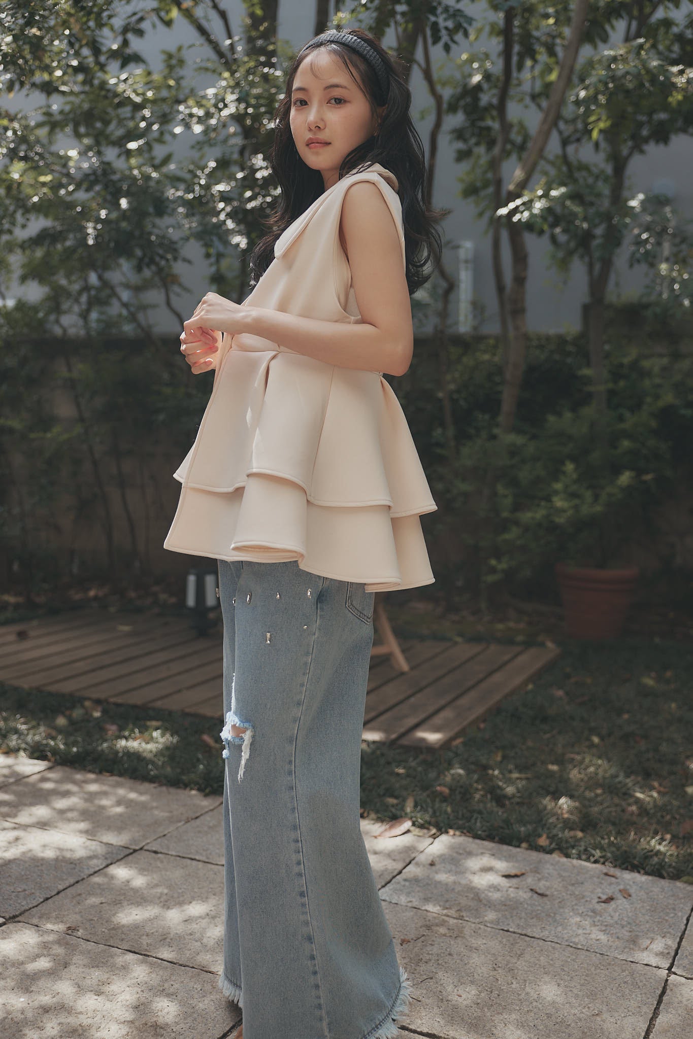 collar design peplum tops