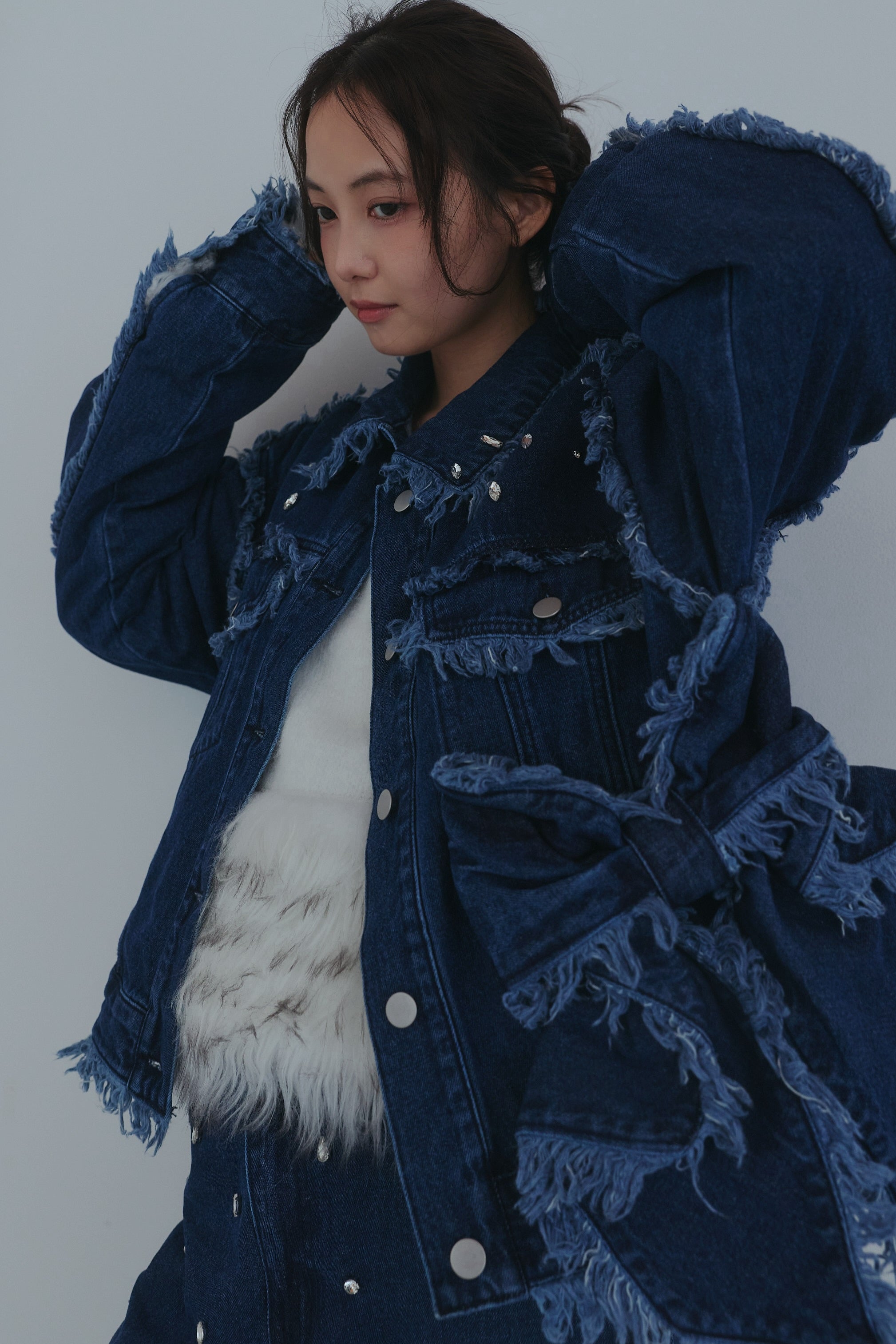 ribbon design denim jacket – andequal